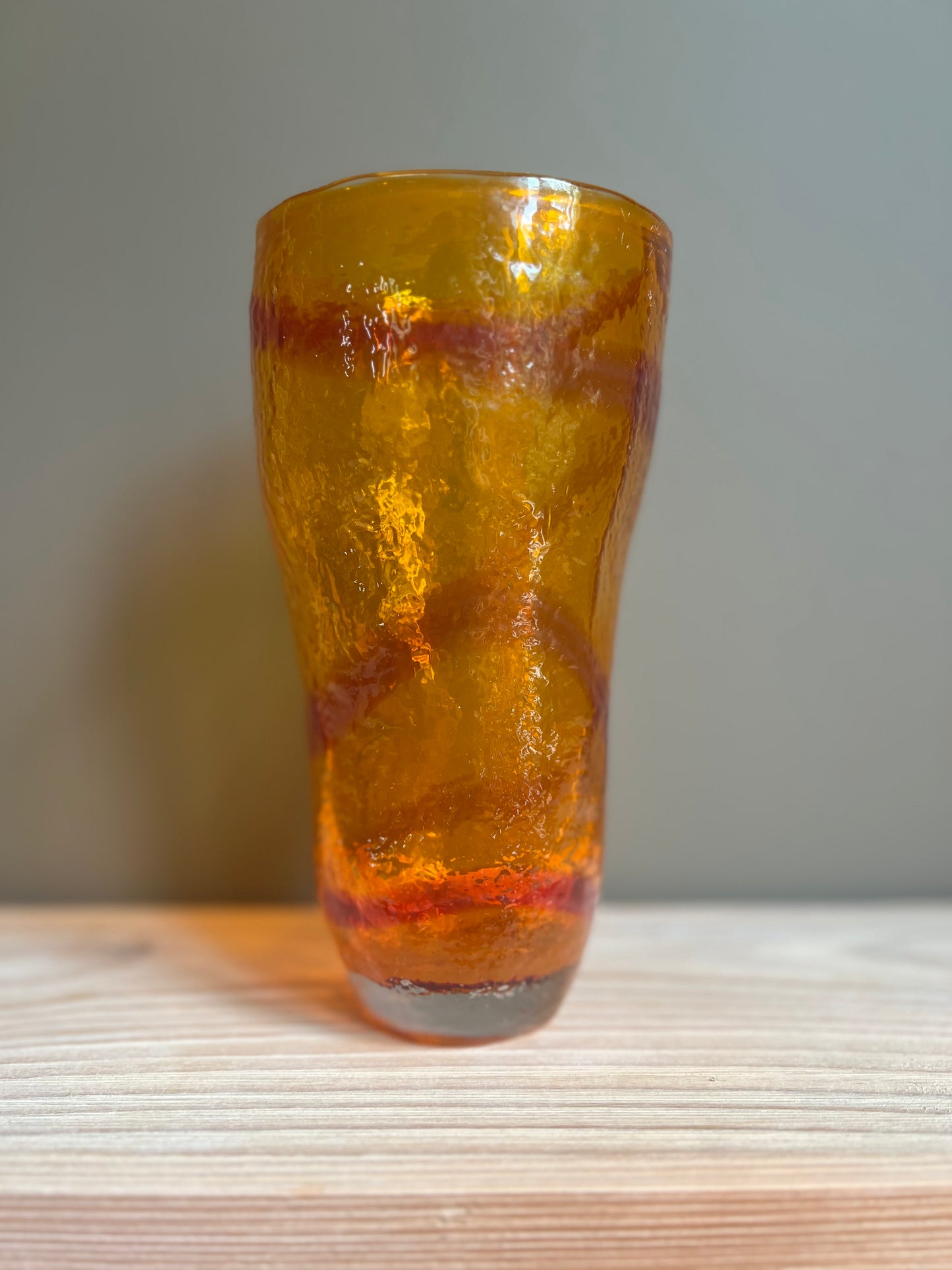 Orange Swirl Handblown Glass Pitcher & Cup Serveware Set, Set of 5