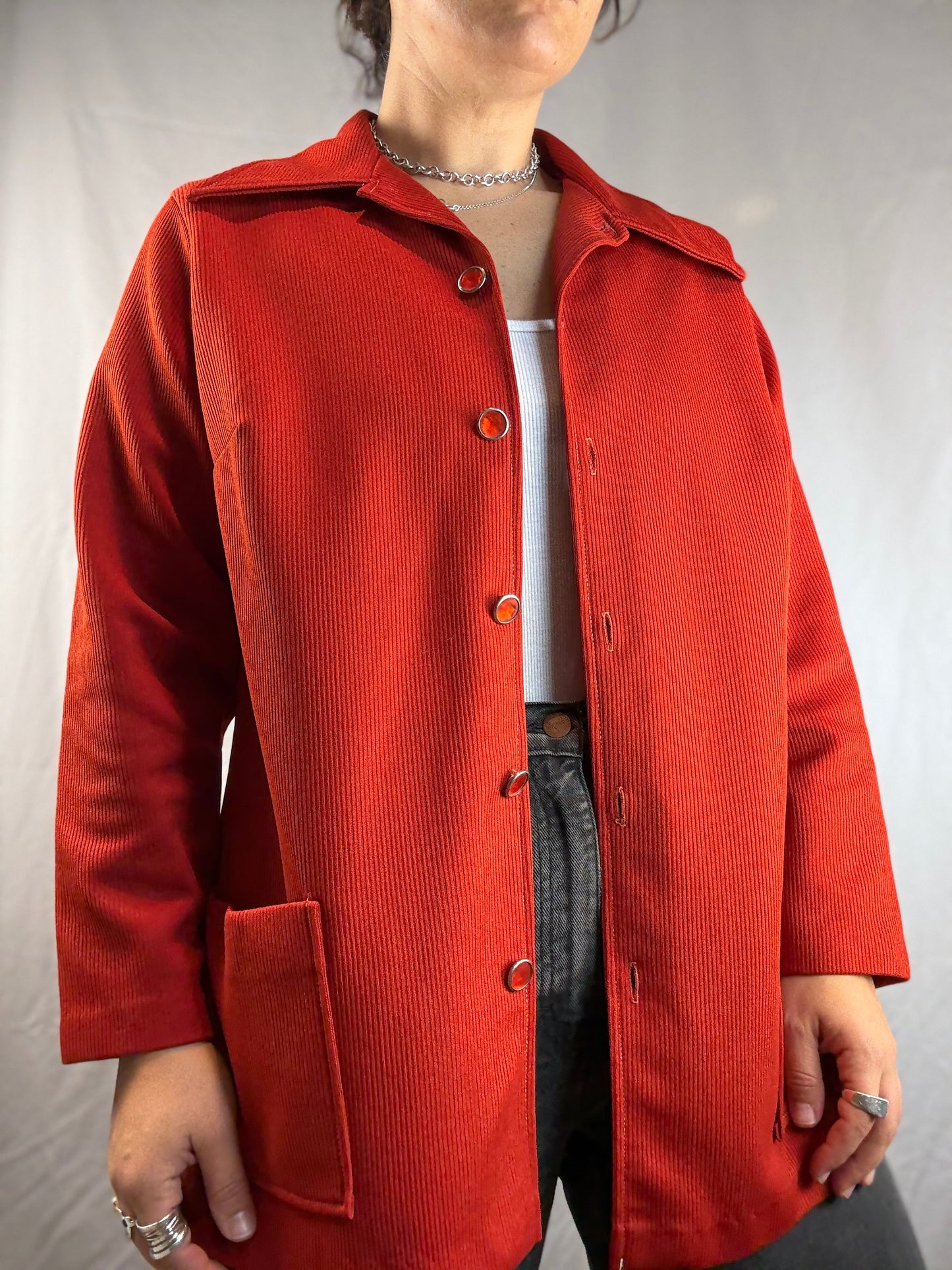 Handmade Rust Button-Up Shirt (1970's-1980's)