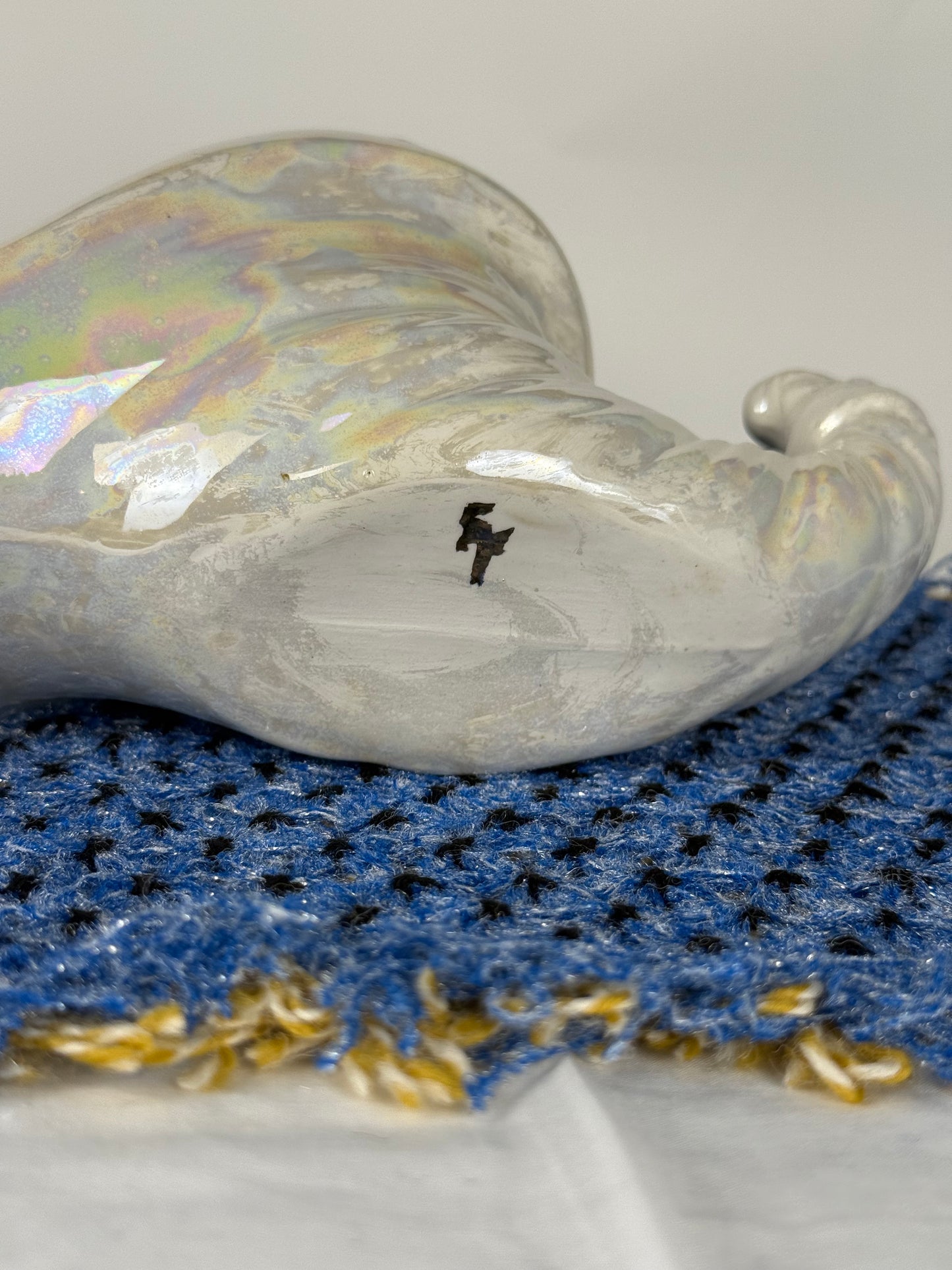 Handmade Pearlescent Ceramic Cornucopia Vase / Planter (1950's-1970's)