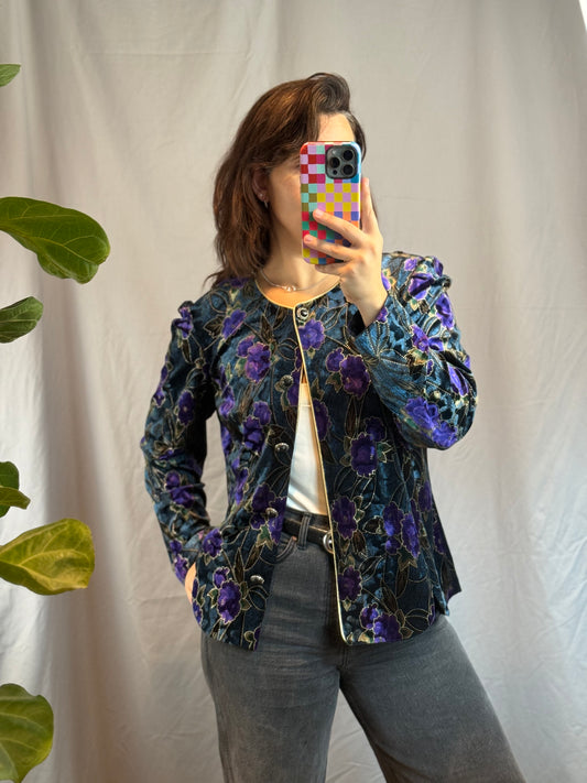 R&K Evening Velvet Burnout Cardigan (1990's-Y2K)