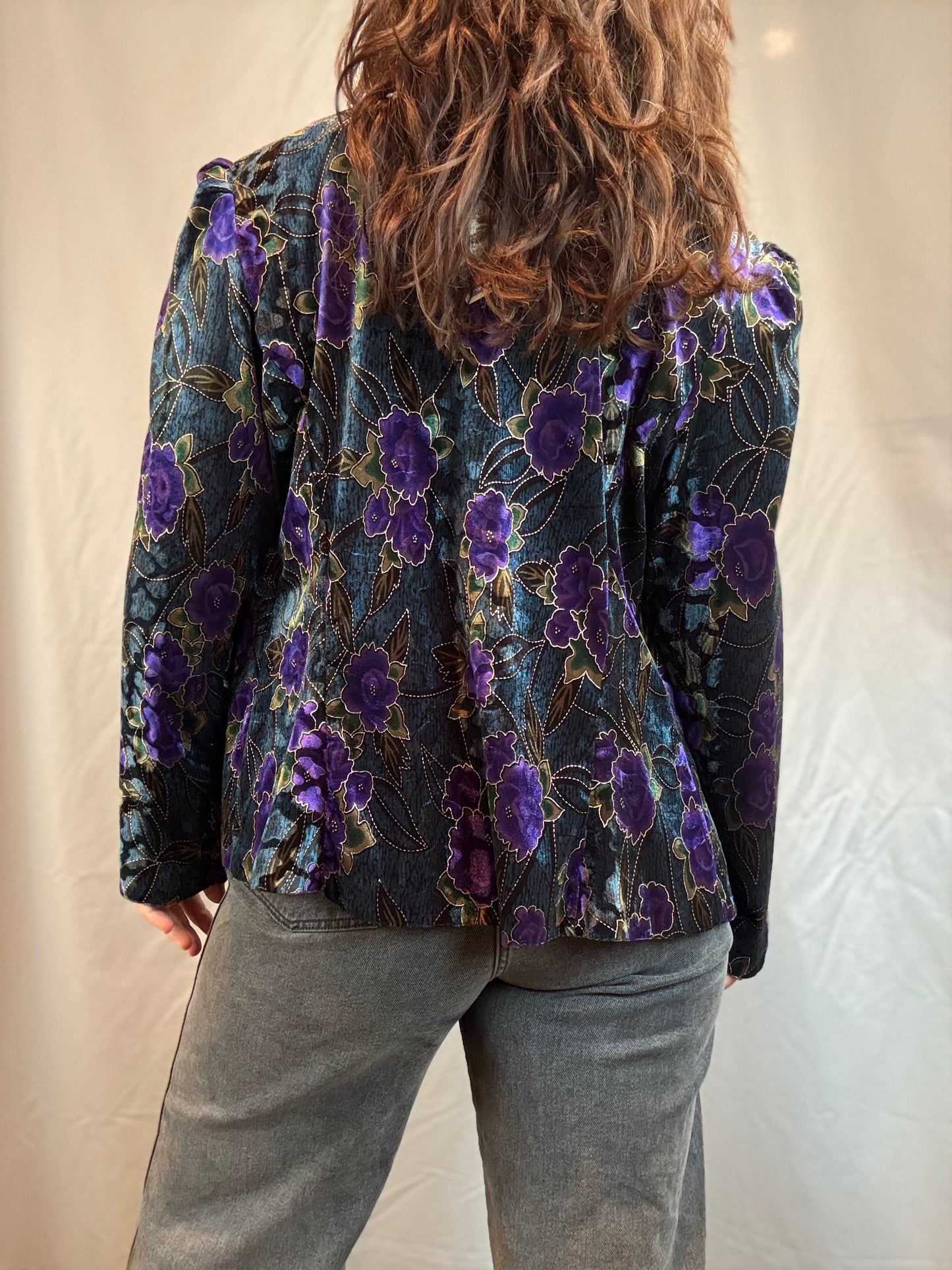 R&K Evening Velvet Burnout Cardigan (1990's-Y2K)