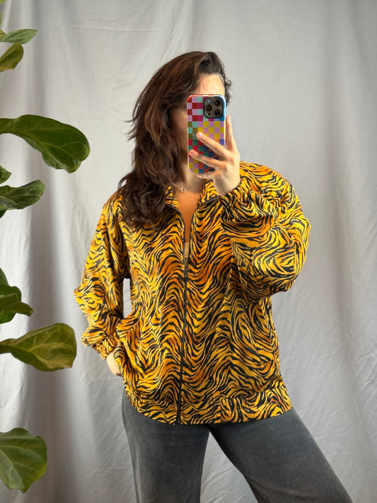 Jackets by Design Sparkly Tiger Print Bomber (80's-90's)