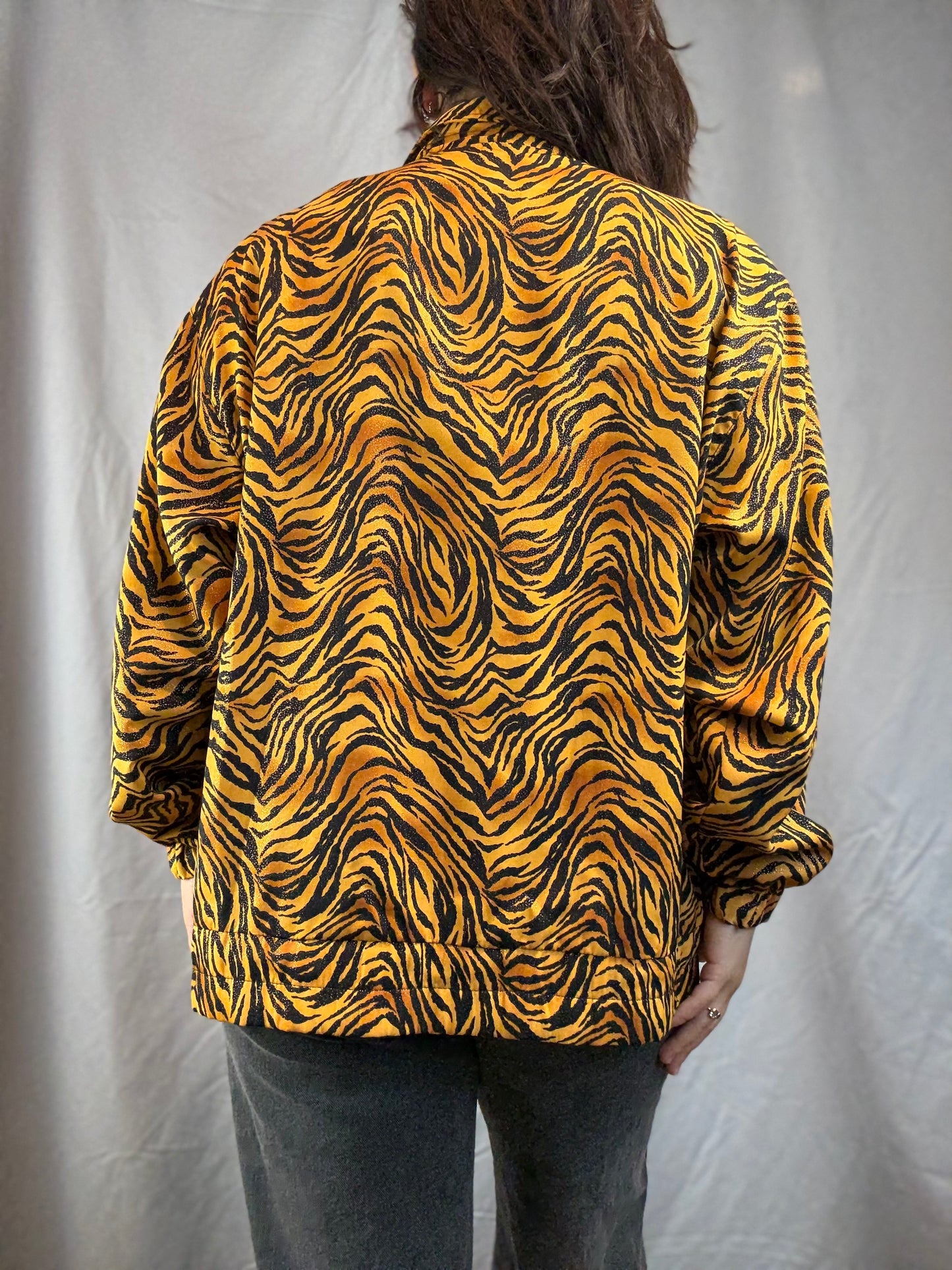Jackets by Design Sparkly Tiger Print Bomber (80's-90's)