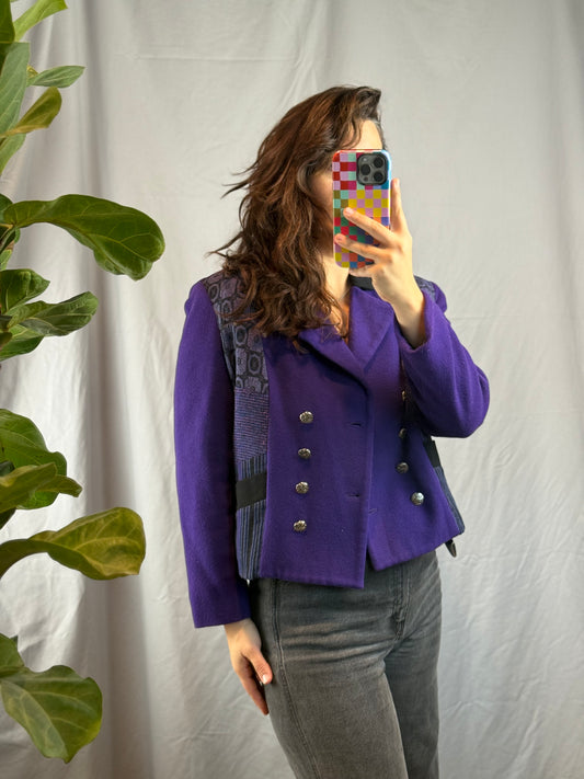 Canvasbacks Purple Cropped Wool Coat (1980's-1990's)