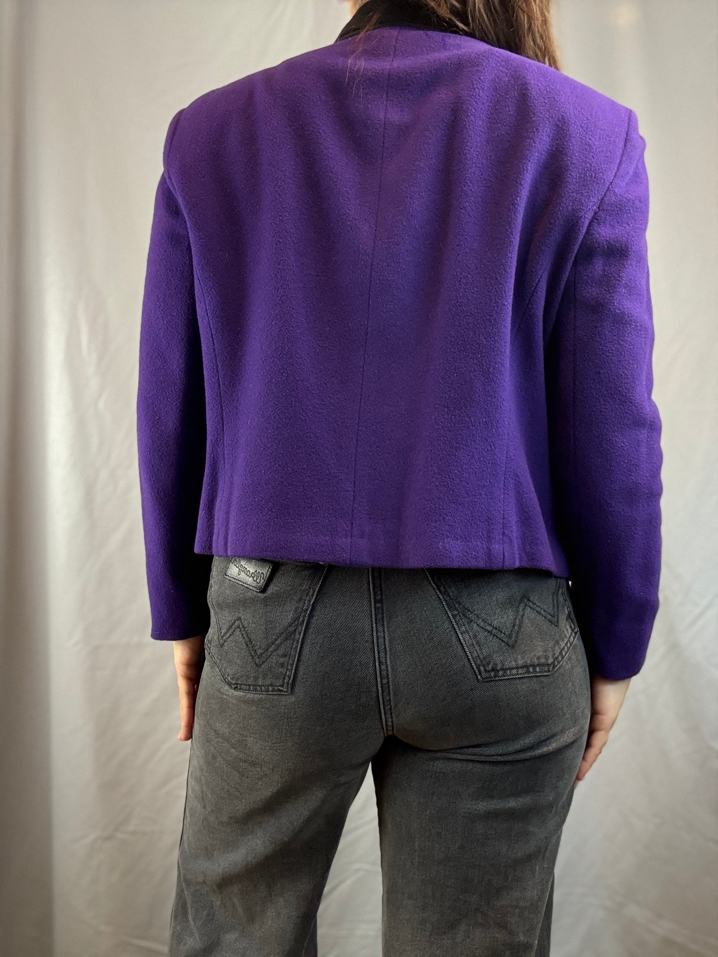 Canvasbacks Purple Cropped Wool Coat (1980's-1990's)