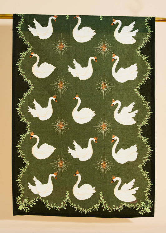 Celestial Swans Cotton Tea Towel