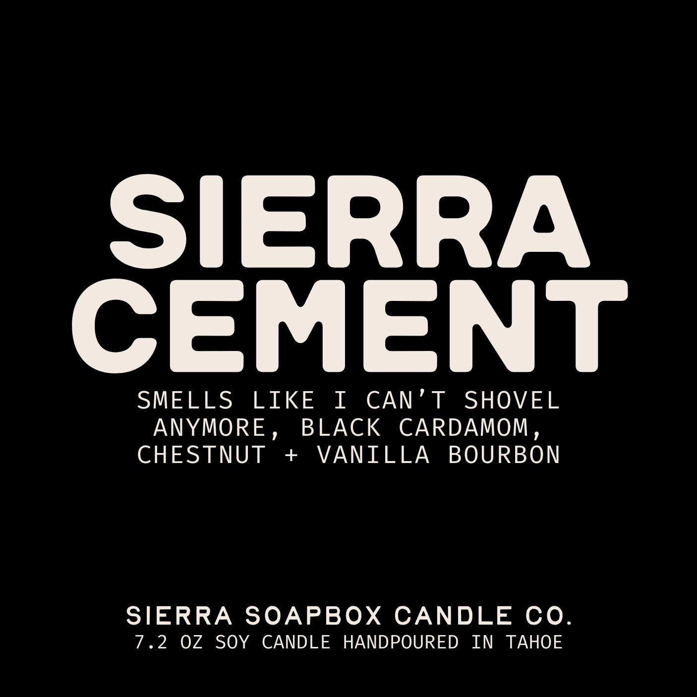 Sierra Soapbox Co. 'Sierra Cement' (Cardamom + Bourbon) Candle