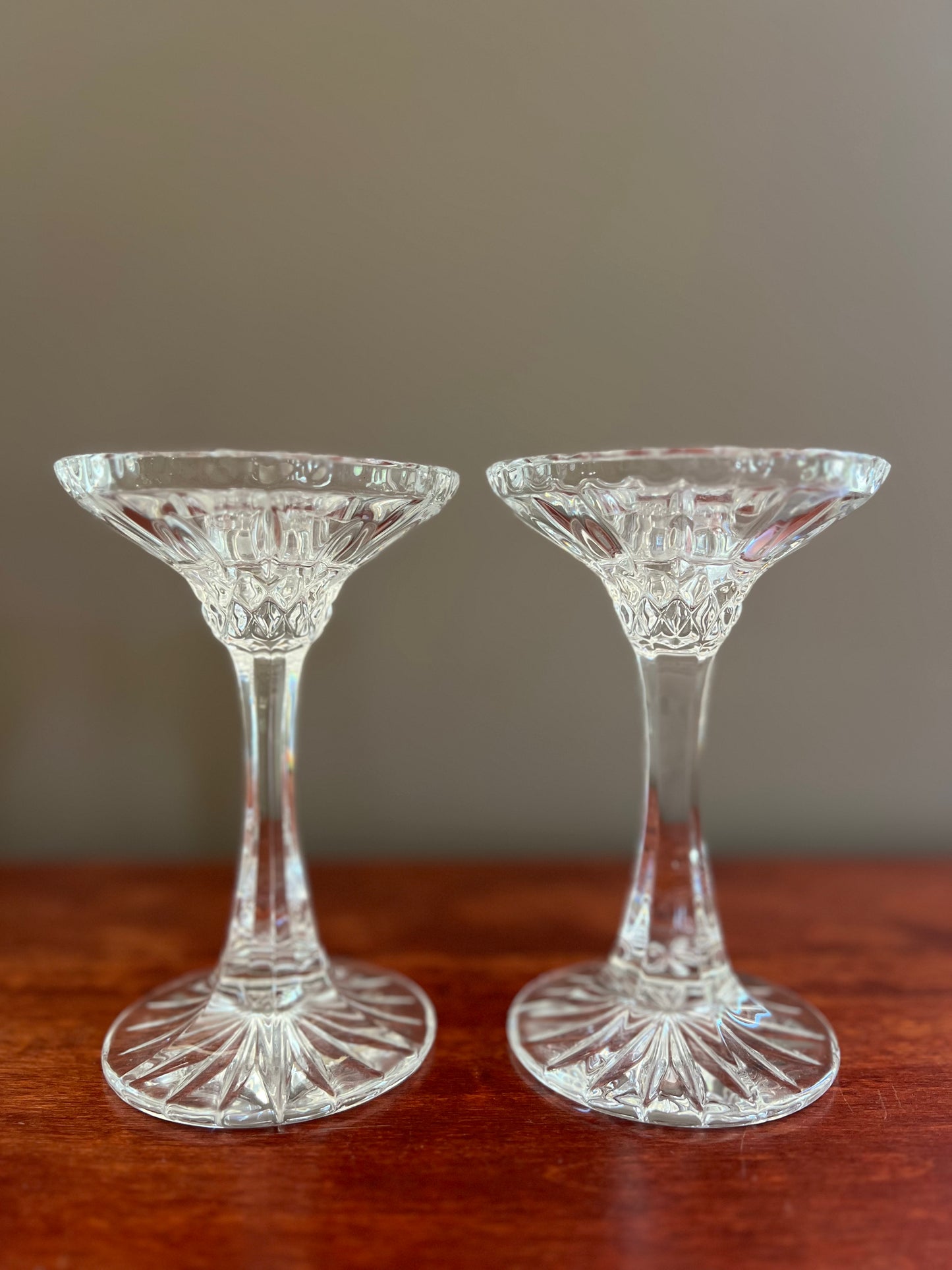 Gorham King Edward Crystal Taper Candle Holders, Set of 2