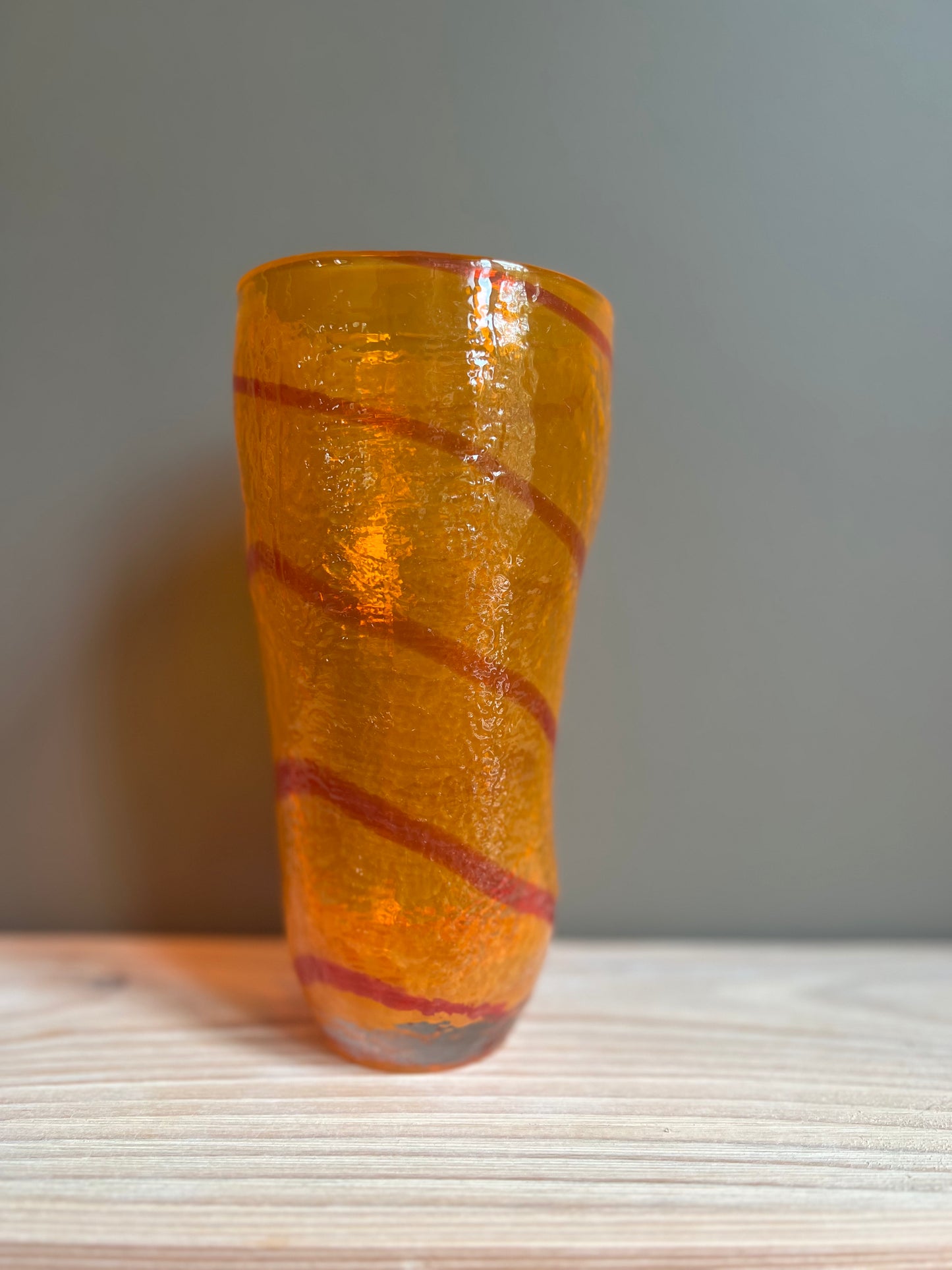 Orange Swirl Handblown Glass Pitcher & Cup Serveware Set, Set of 5