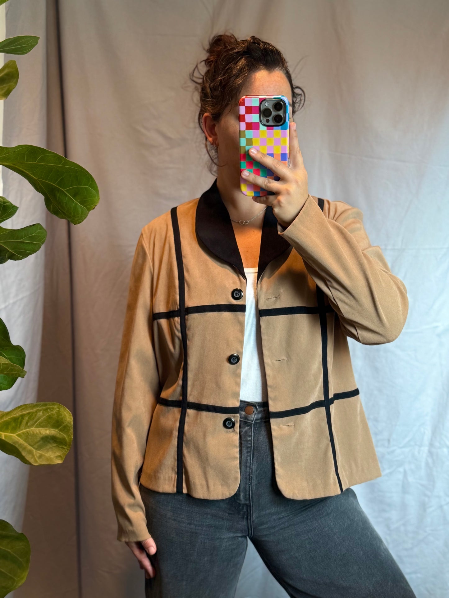 R.J. & Co. Camel Jacket with Contrast Piping (1990's)