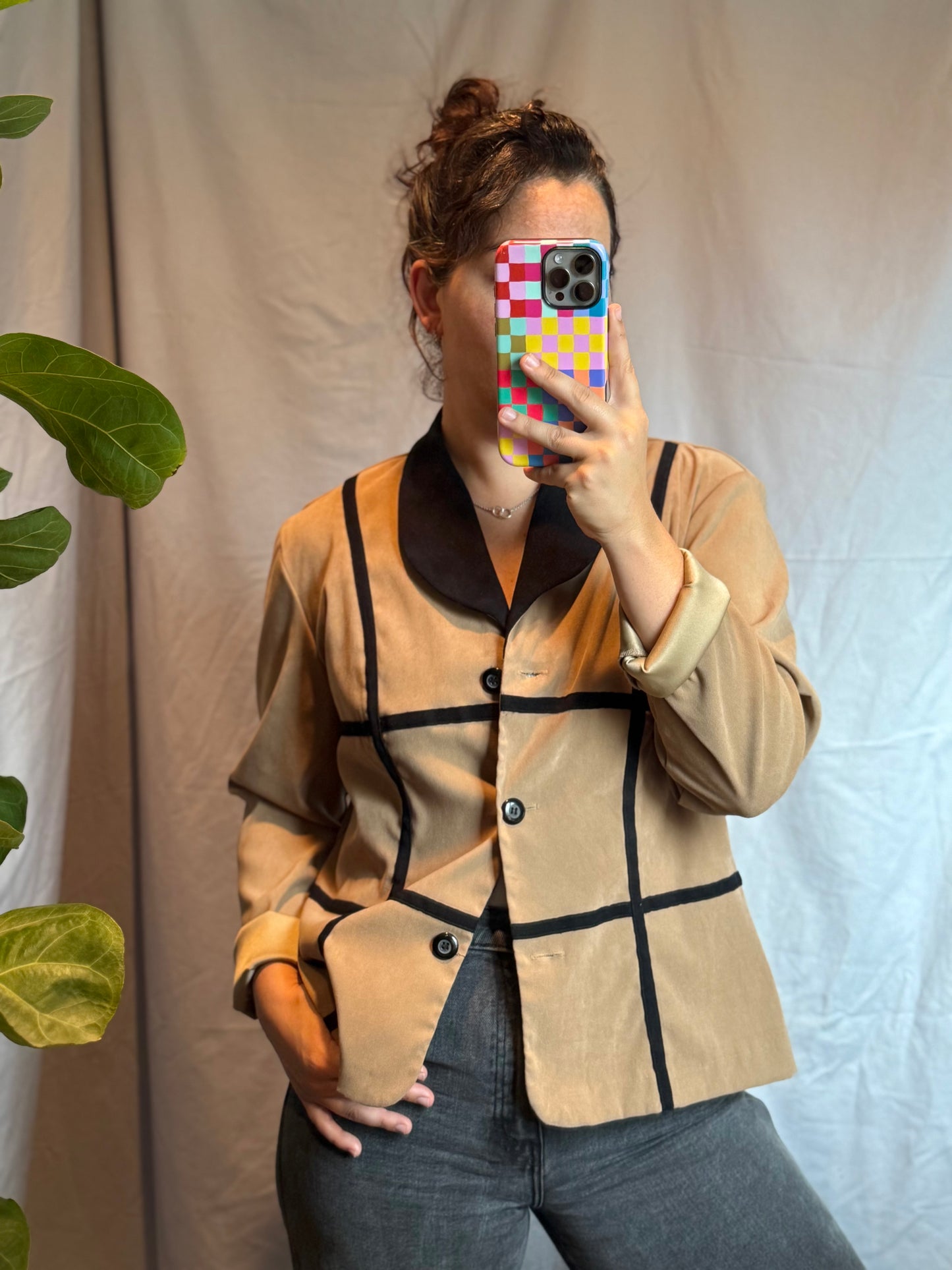 R.J. & Co. Camel Jacket with Contrast Piping (1990's)