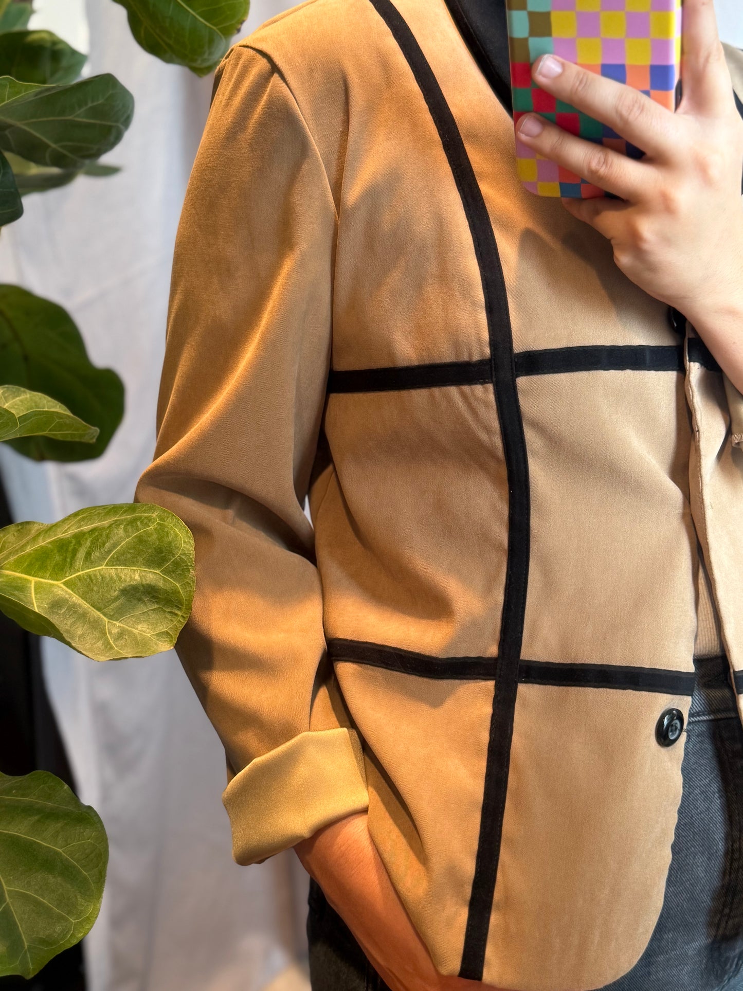 R.J. & Co. Camel Jacket with Contrast Piping (1990's)