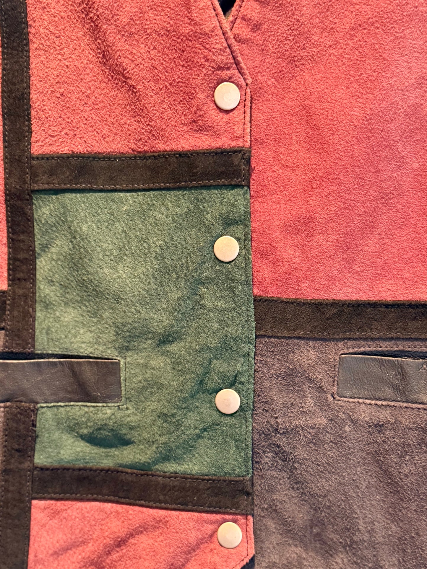 Learsi Colorblock Suede Leather Vest (1990's)