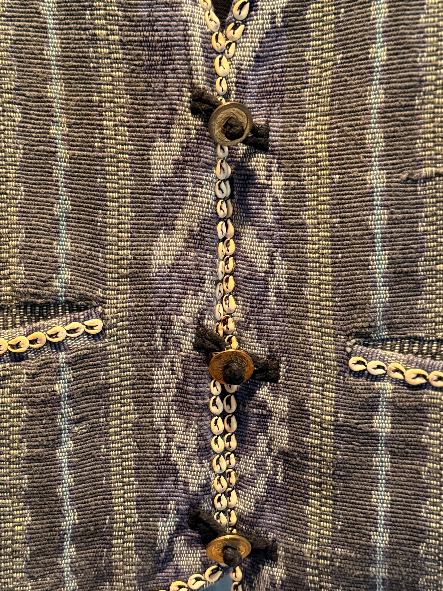 Indo-Crafts Cowrie Shell Woven Boho Vest (1970's-1980's)