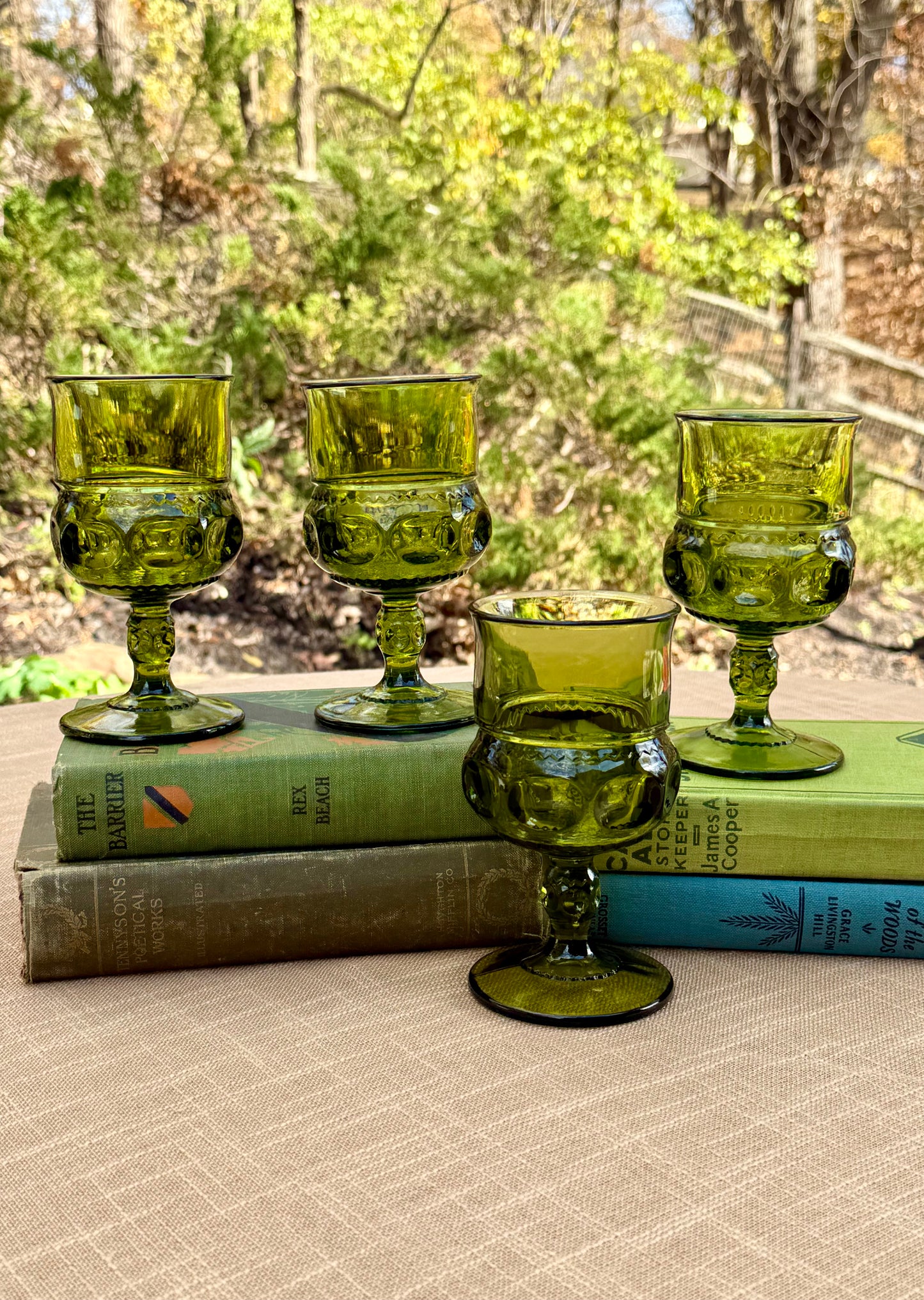Indiana Glass King's Crown Thumbprint Goblets, Set of 4 (1960's-1970's) #4461