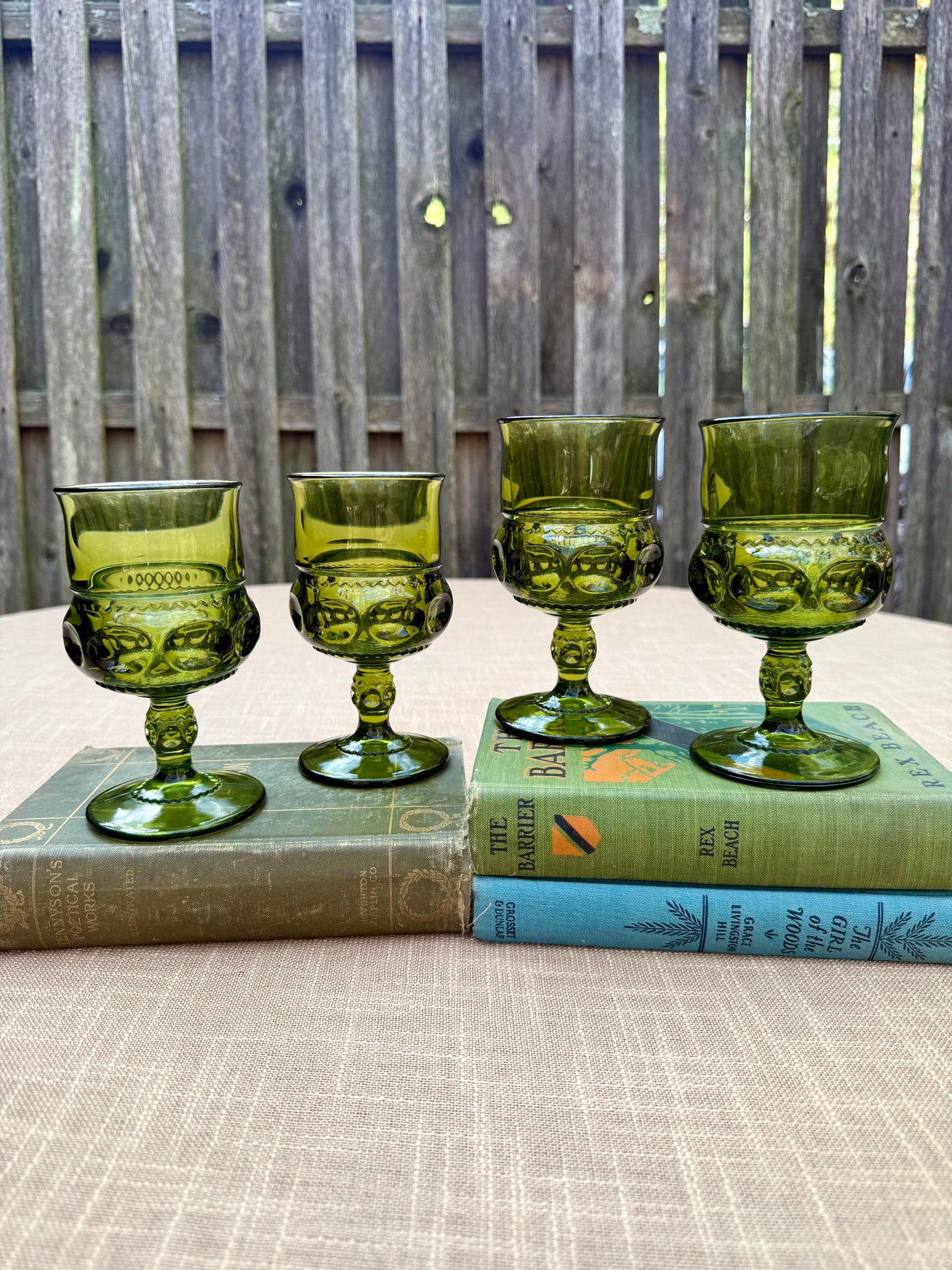 Indiana Glass King's Crown Thumbprint Goblets, Set of 4 (1960's-1970's) #4461