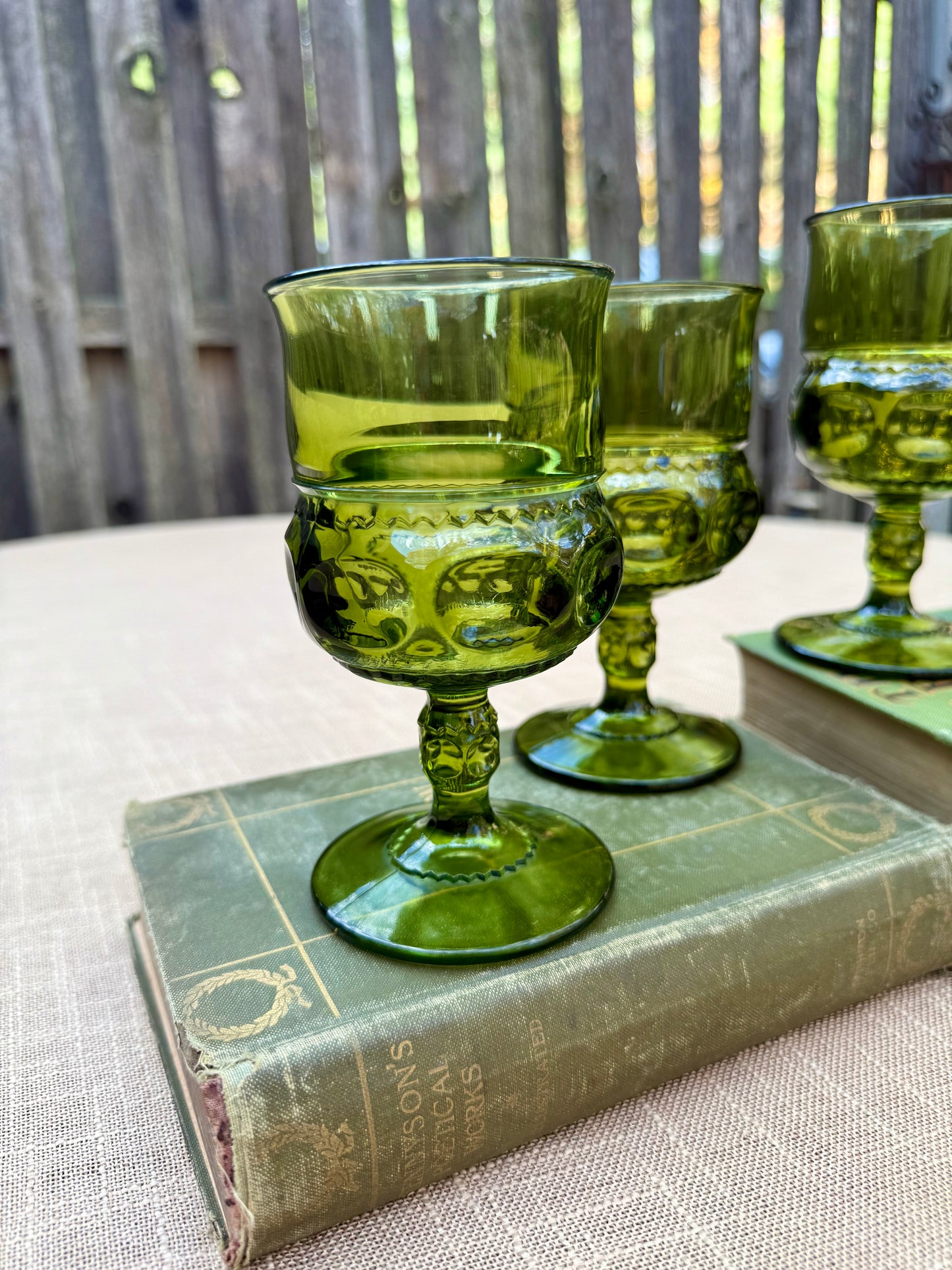 Indiana Glass King's Crown Thumbprint Goblets, Set of 4 (1960's-1970's) #4461