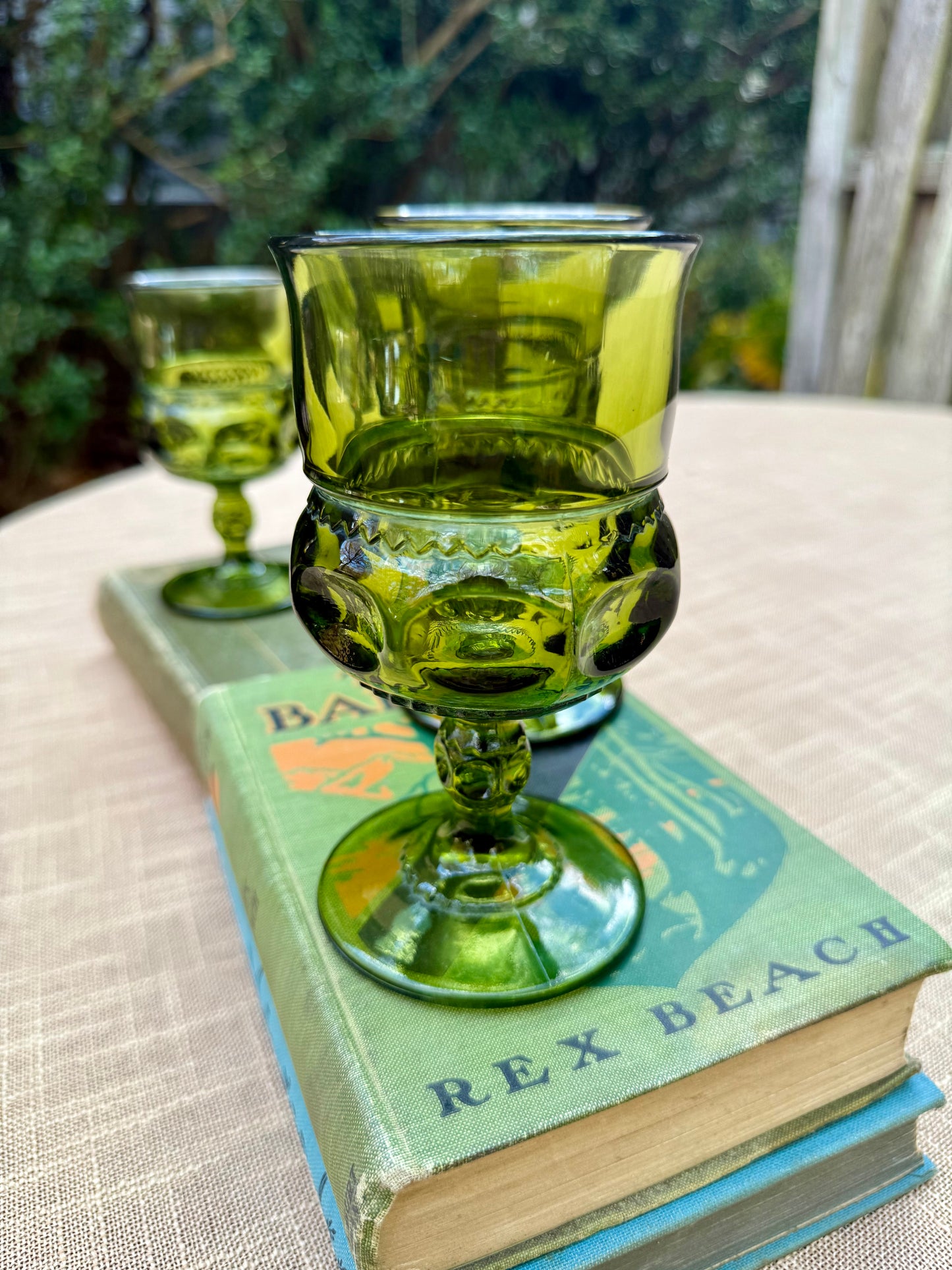 Indiana Glass King's Crown Thumbprint Goblets, Set of 4 (1960's-1970's) #4461