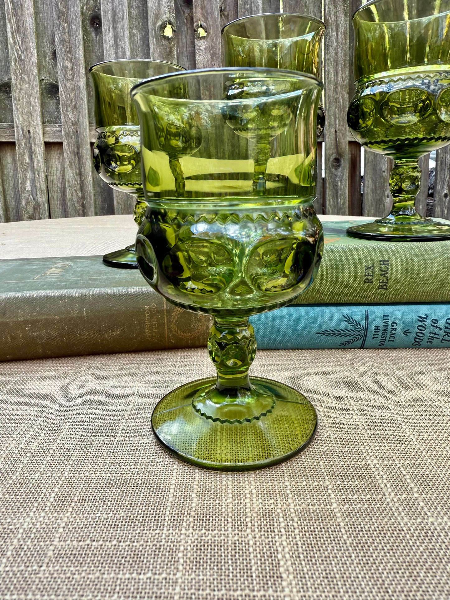 Indiana Glass King's Crown Thumbprint Goblets, Set of 4 (1960's-1970's) #4461