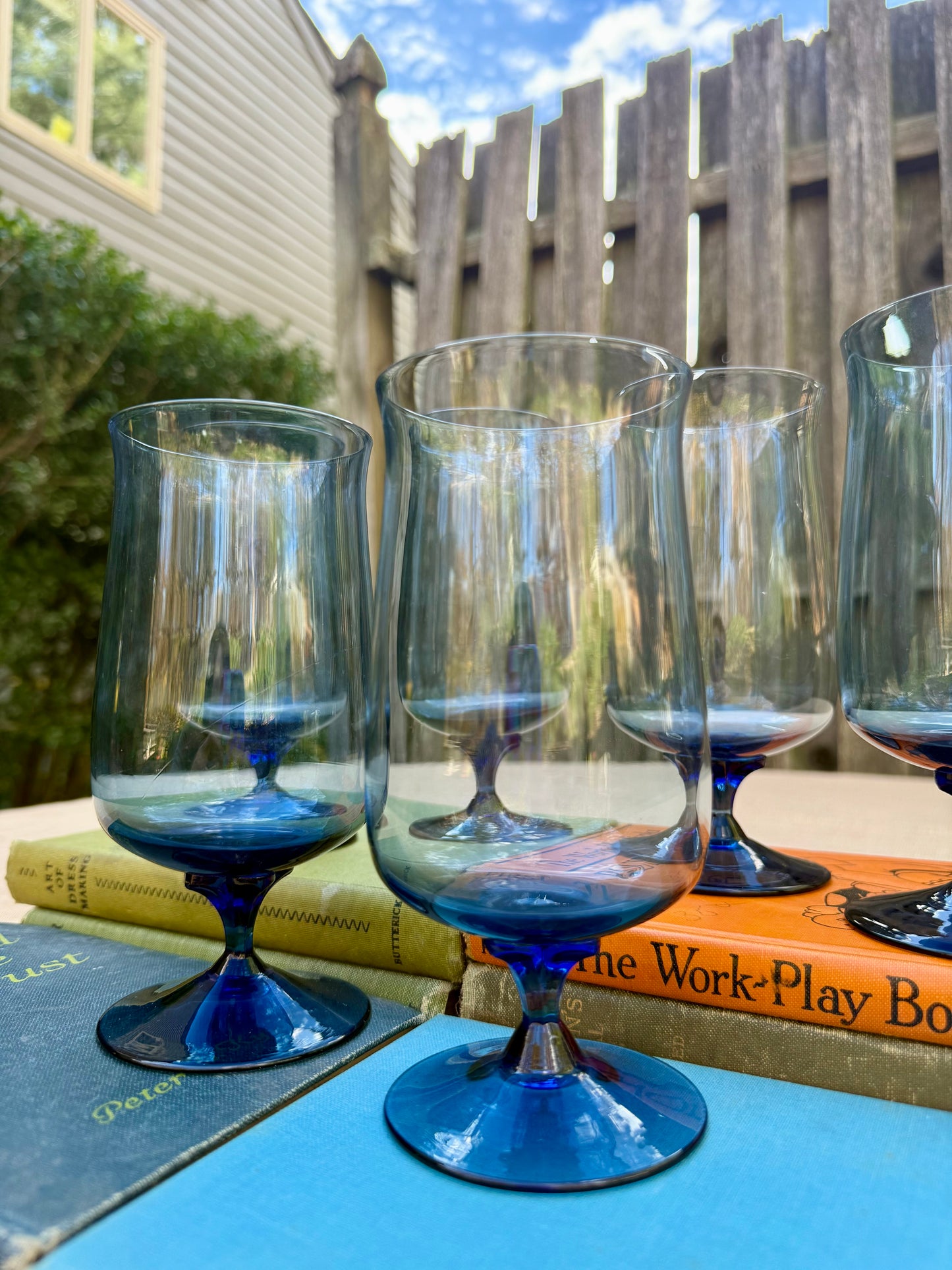 Lenox 'Blue Mist' Crystal Iced Tea Glasses, Set of 6 (1970's-1980's)