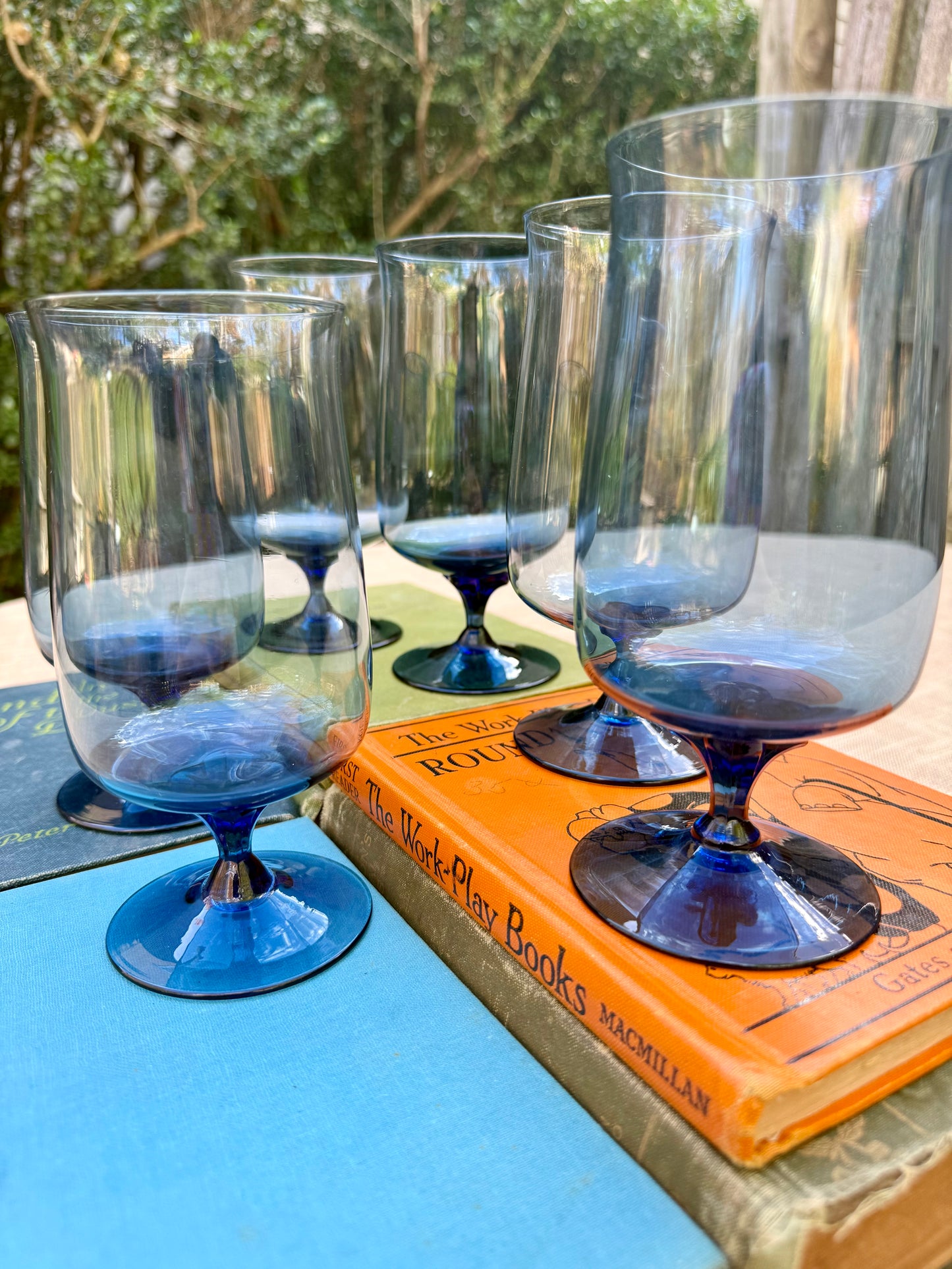 Lenox 'Blue Mist' Crystal Iced Tea Glasses, Set of 6 (1970's-1980's)