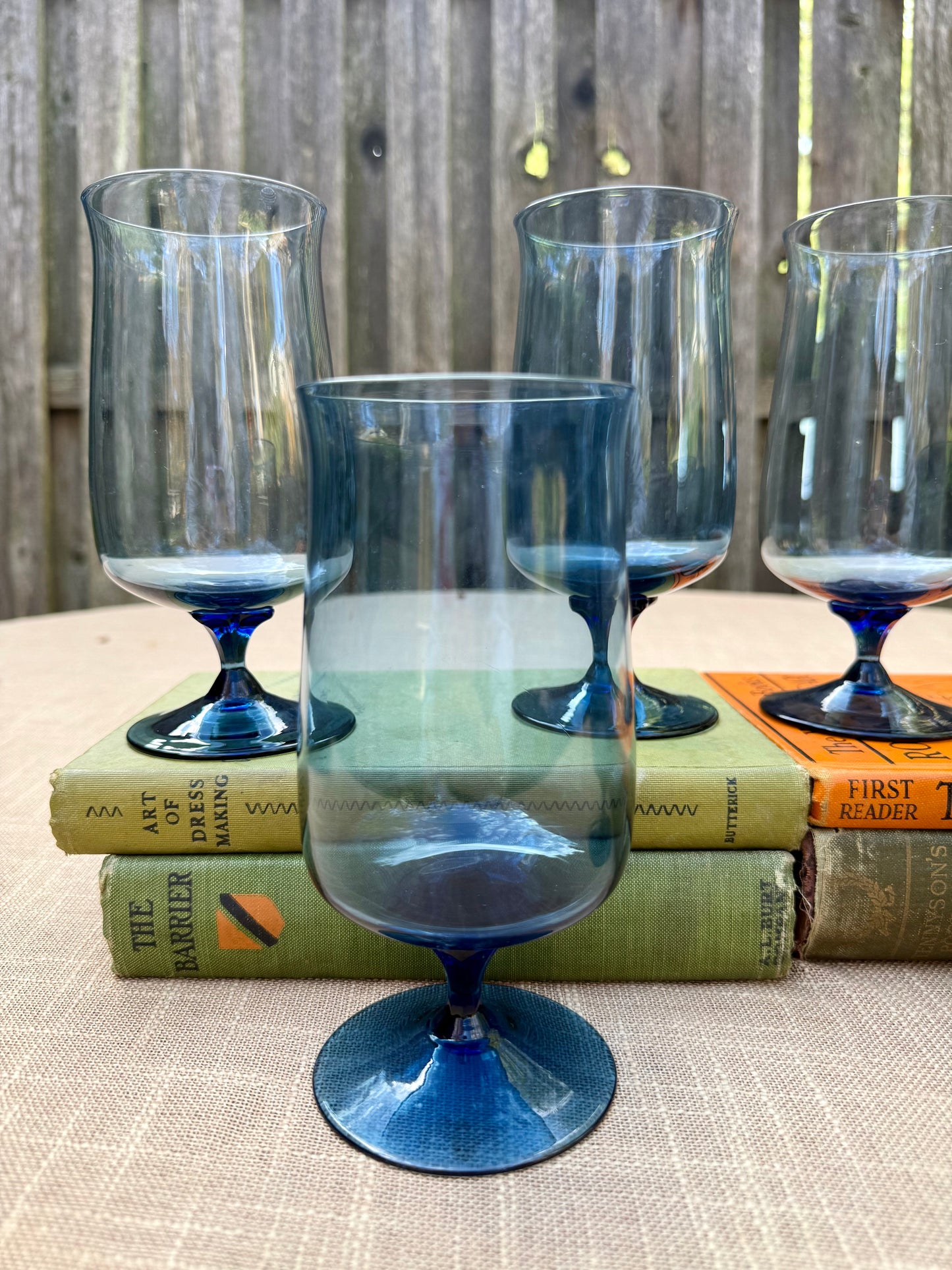 Lenox 'Blue Mist' Crystal Iced Tea Glasses, Set of 6 (1970's-1980's)