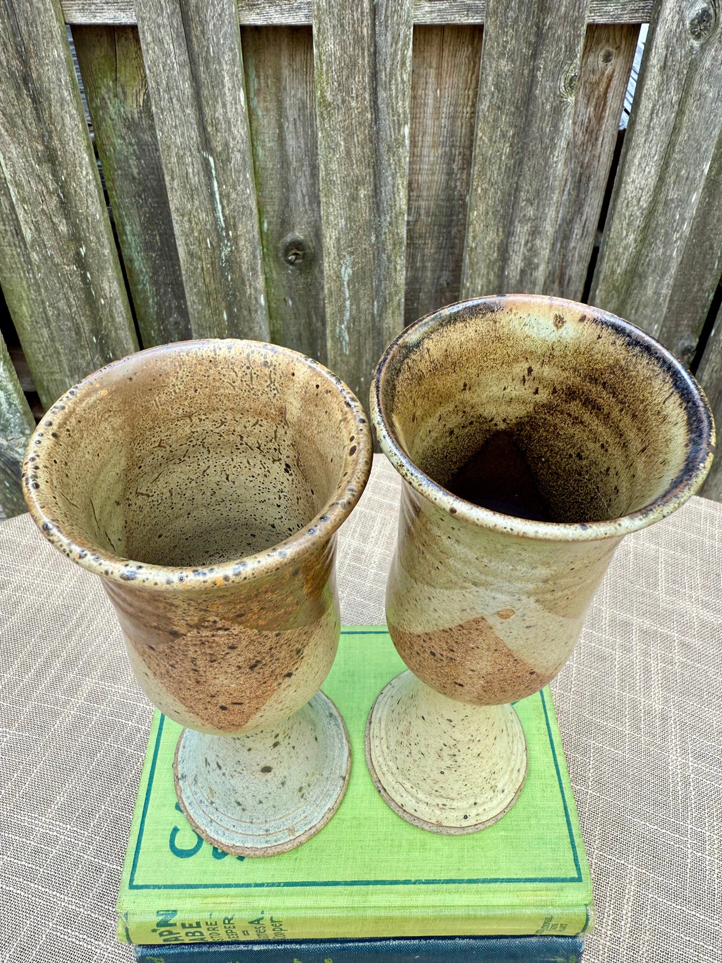 Handmade Ceramic Brown Glaze Wine Goblets, Set of 2