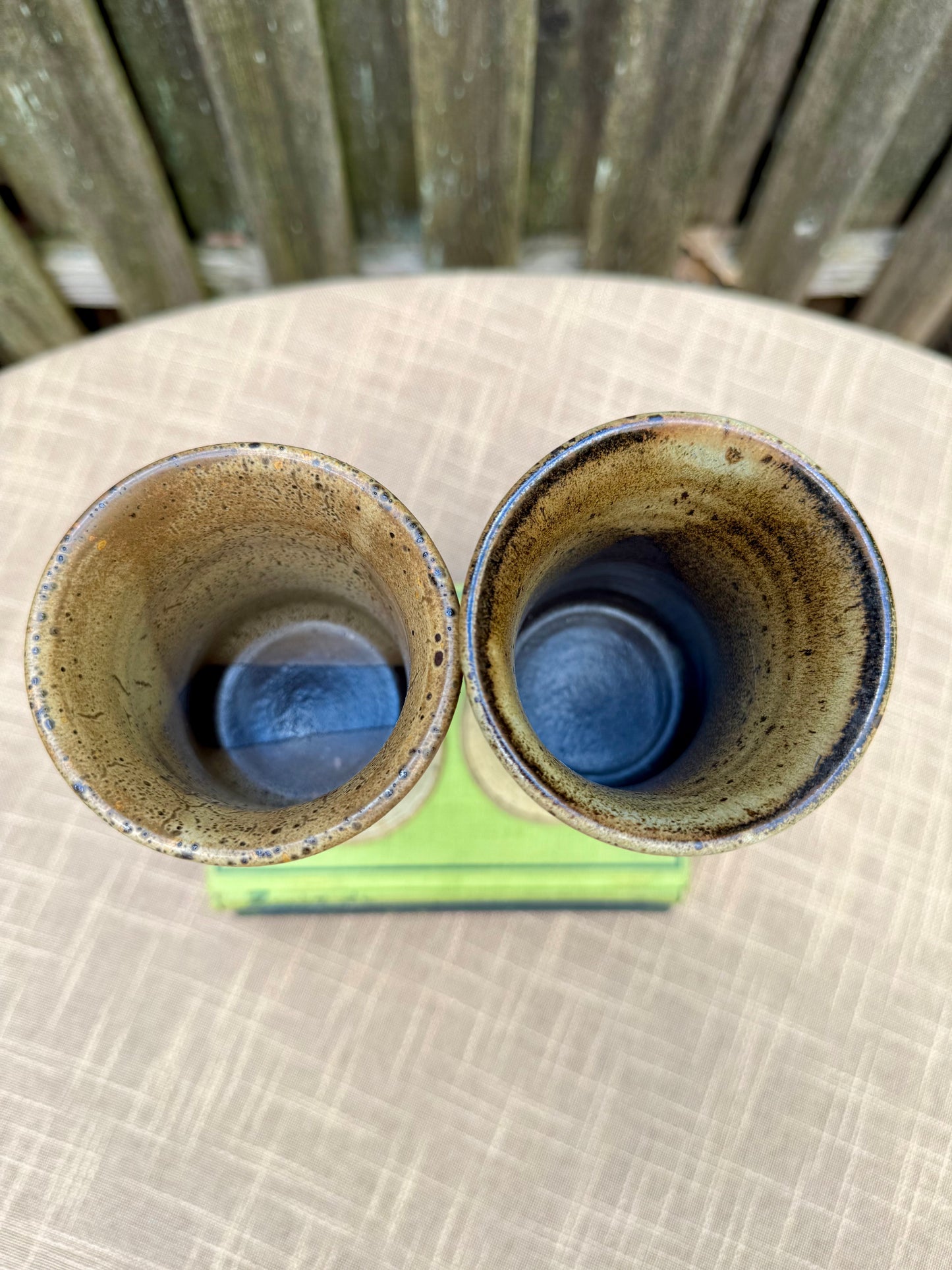 Handmade Ceramic Brown Glaze Wine Goblets, Set of 2