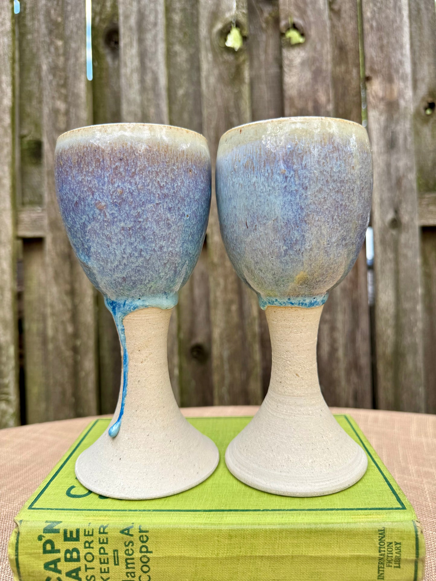Ceramic Blue Glaze Wine Glasses, Set of 2