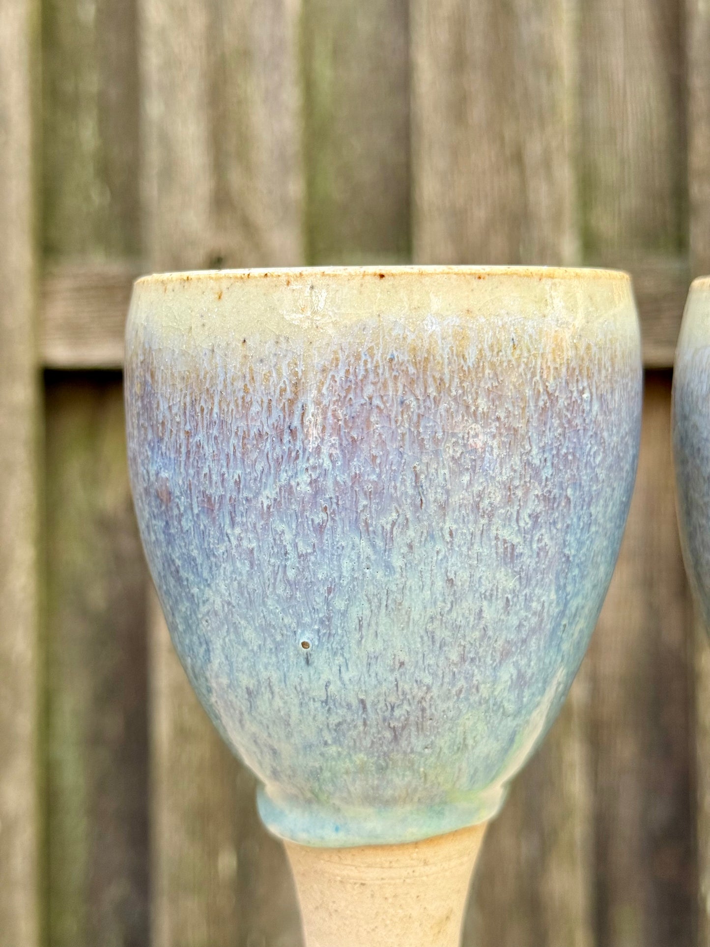 Ceramic Blue Glaze Wine Glasses, Set of 2