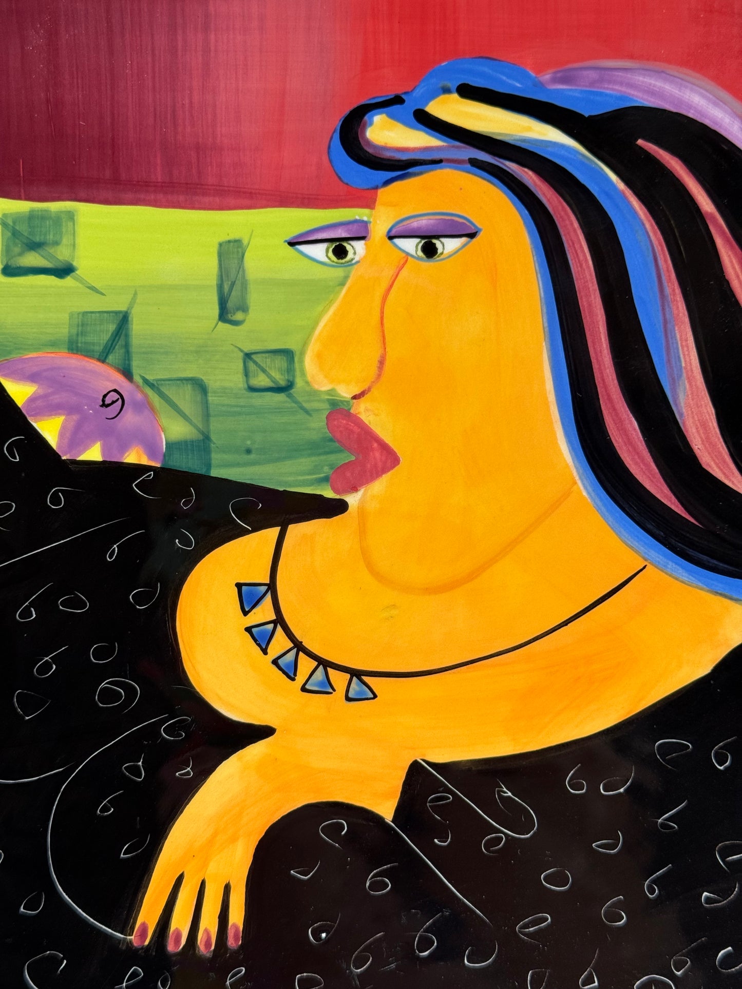 Naylor Handpainted Woman Drinking Coffe Wall Art (2004)