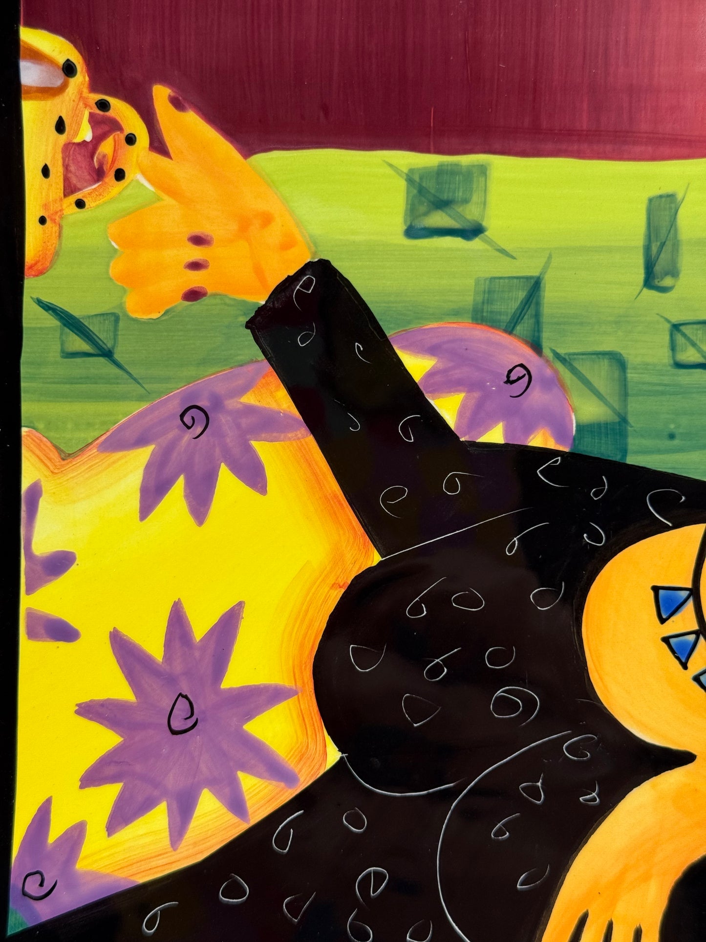 Naylor Handpainted Woman Drinking Coffe Wall Art (2004)