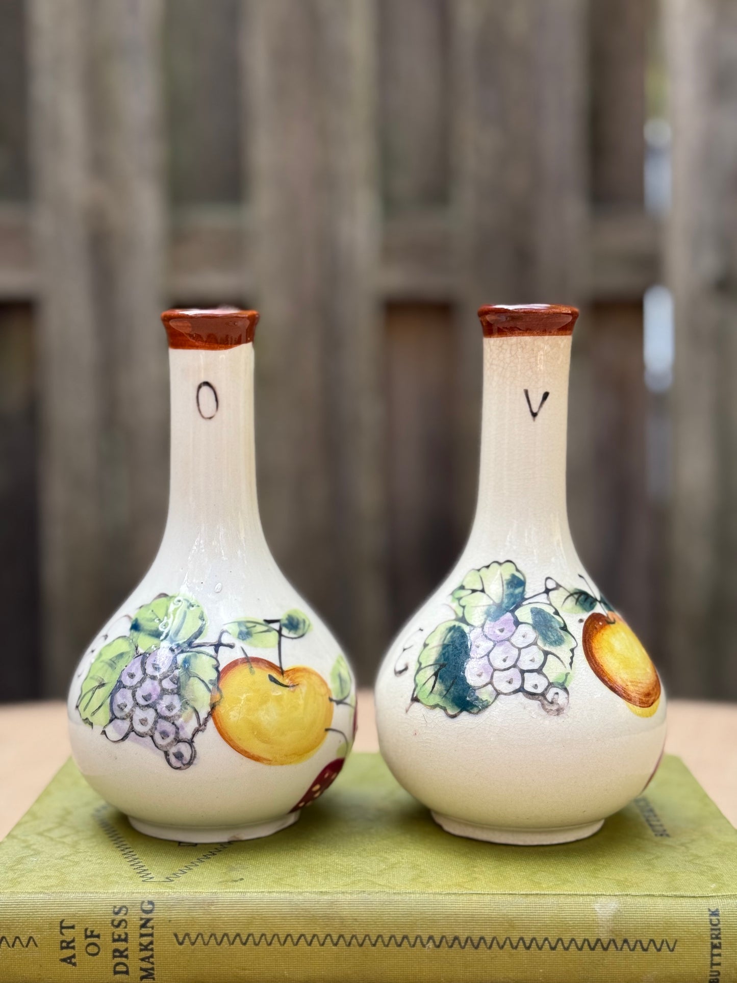 Oil & Vinegar Handpainted Cruet Set (1960's-1970's)