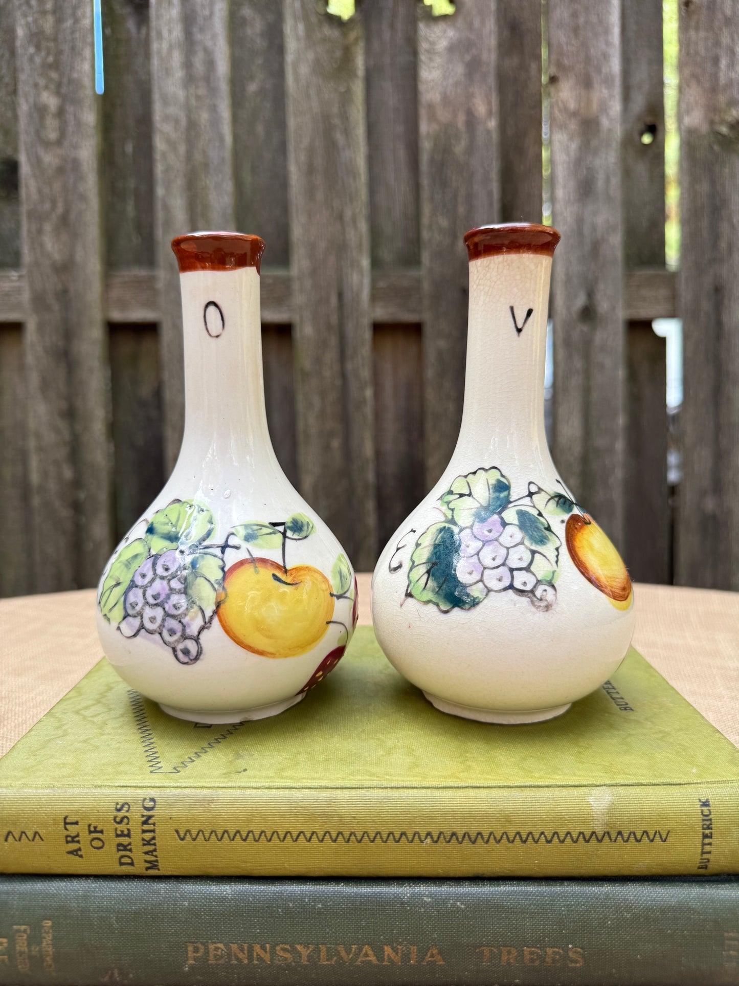 Oil & Vinegar Handpainted Cruet Set (1960's-1970's)