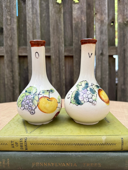 Oil & Vinegar Handpainted Cruet Set (1960's-1970's)