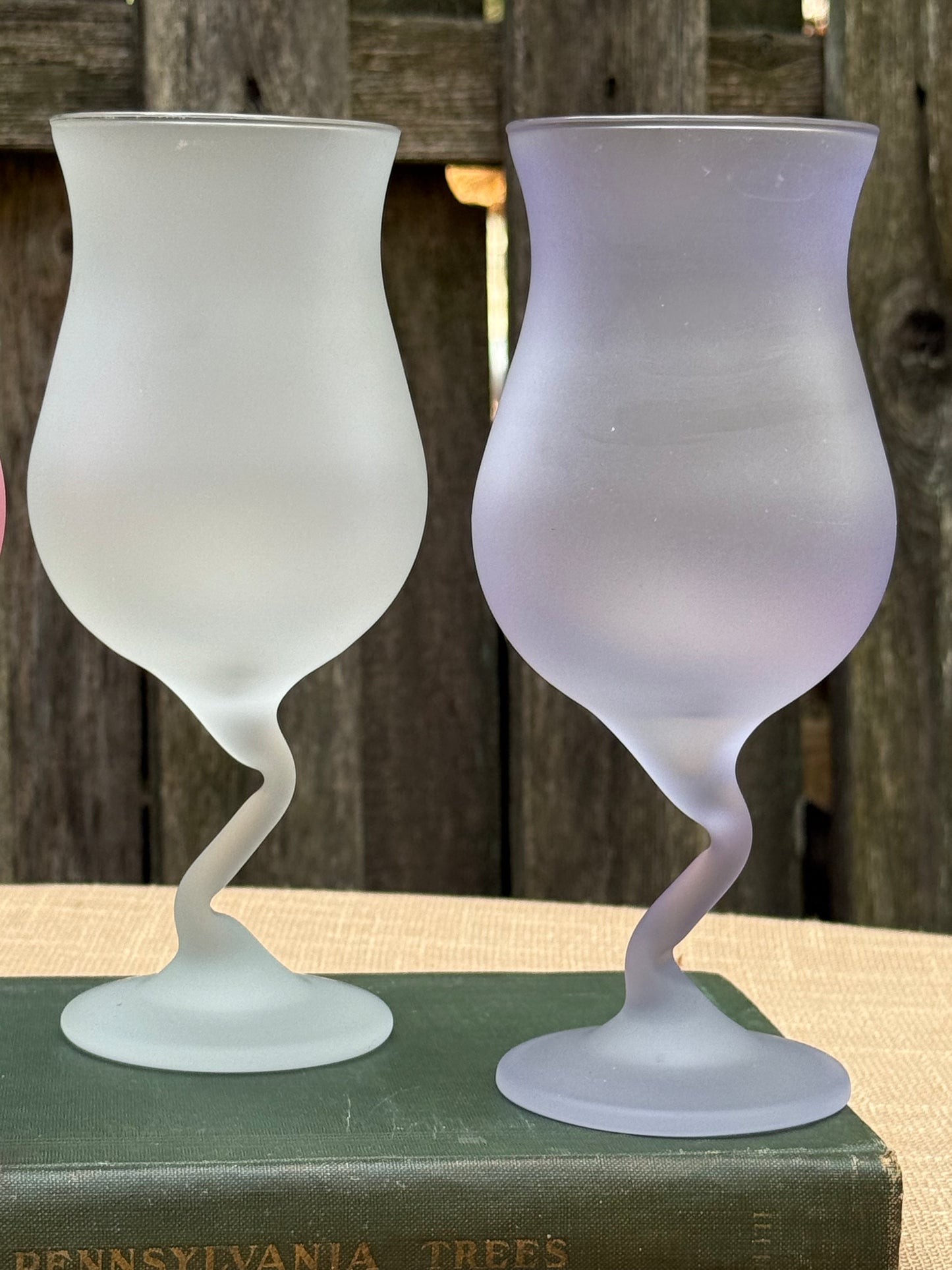 Libbey Frosted Tulip Stemware Glasses, Set of 5 (1970's-1980's)