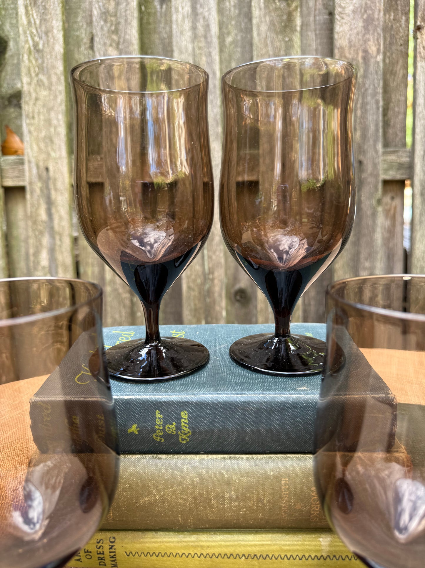 Bryce 'Ballet Brown' Crystal Iced Tea Glasses, Set of 7 (1950's-1970's)