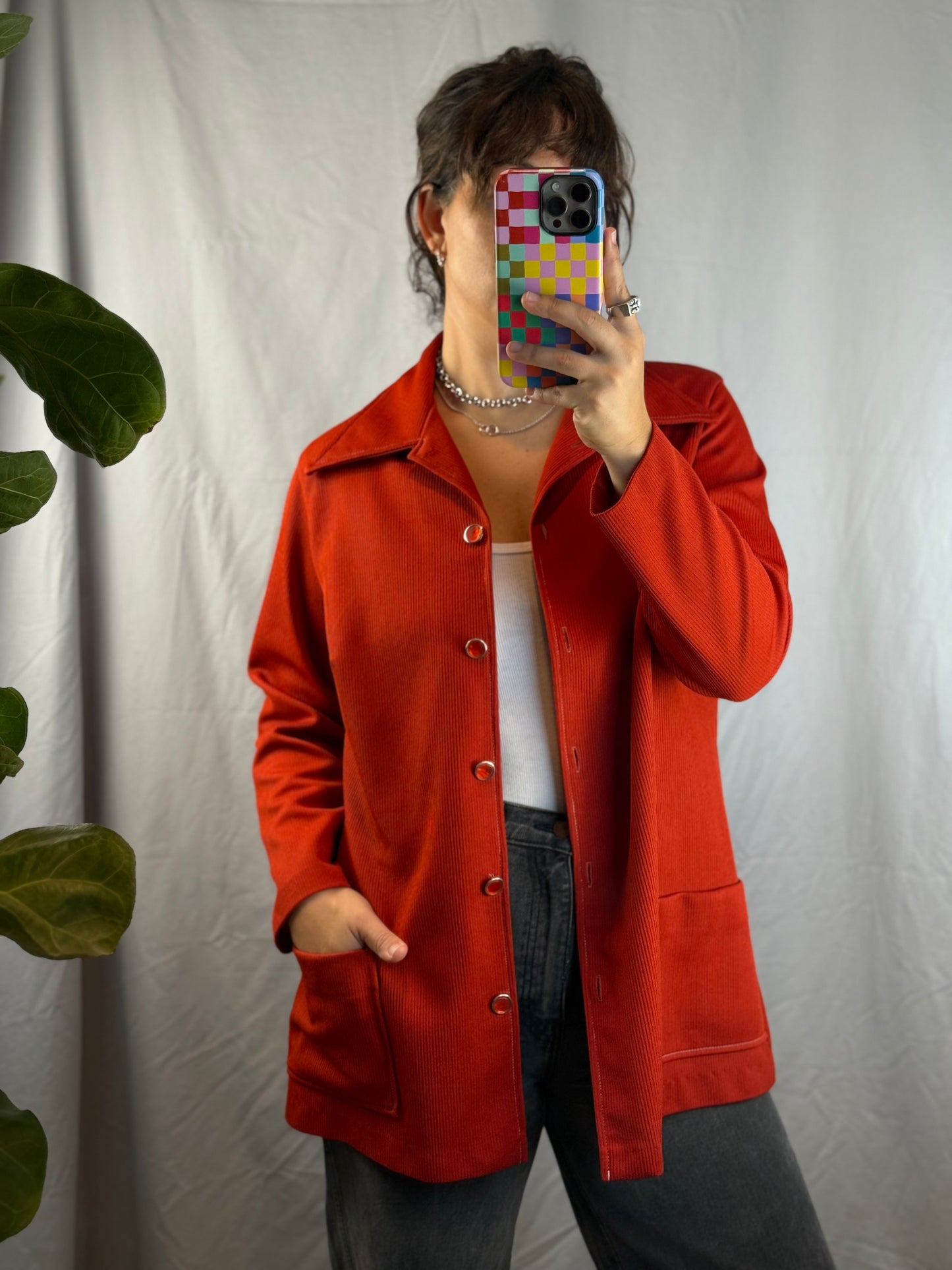 Handmade Rust Button-Up Shirt (1970's-1980's)