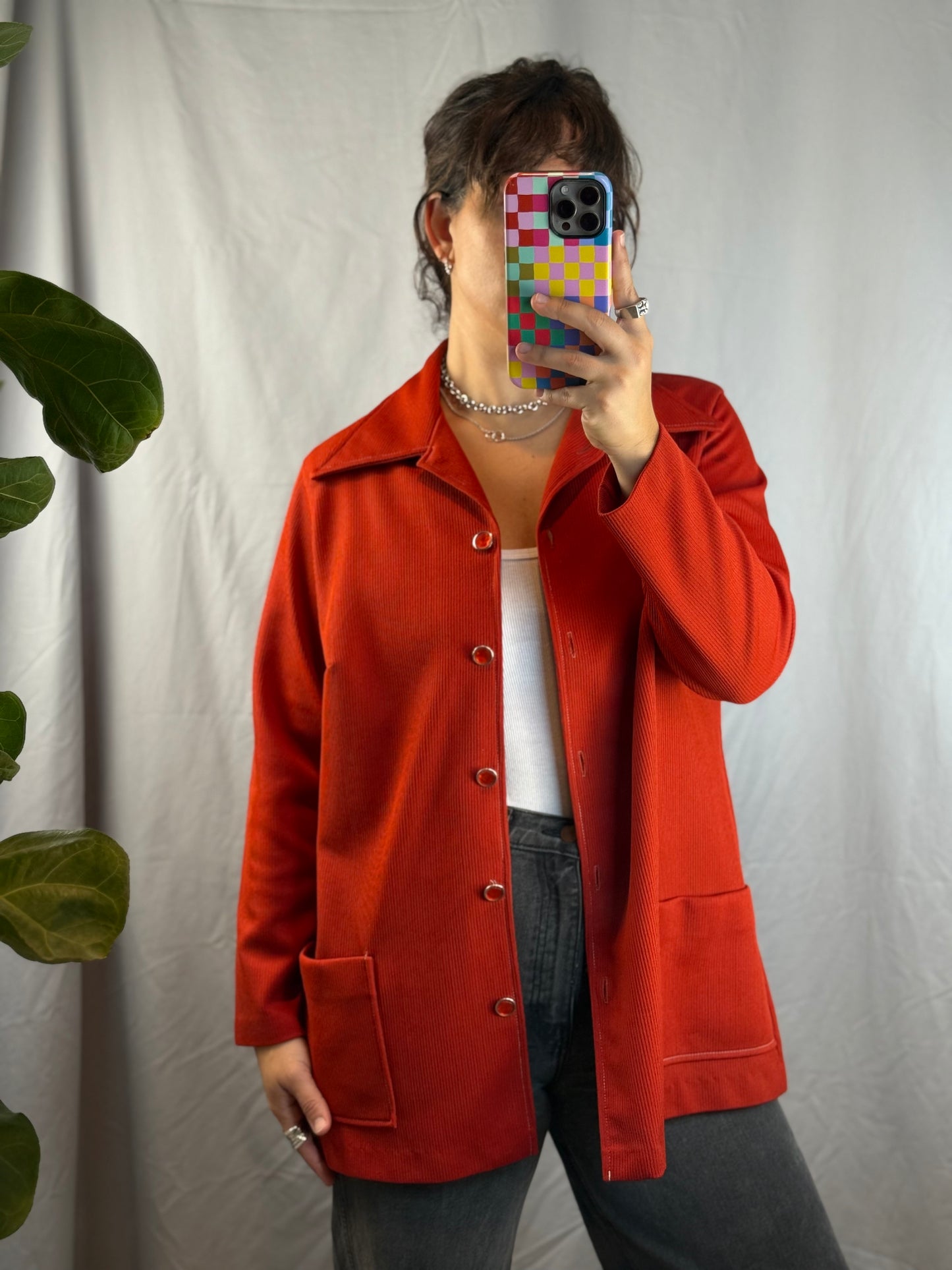 Handmade Rust Button-Up Shirt (1970's-1980's)