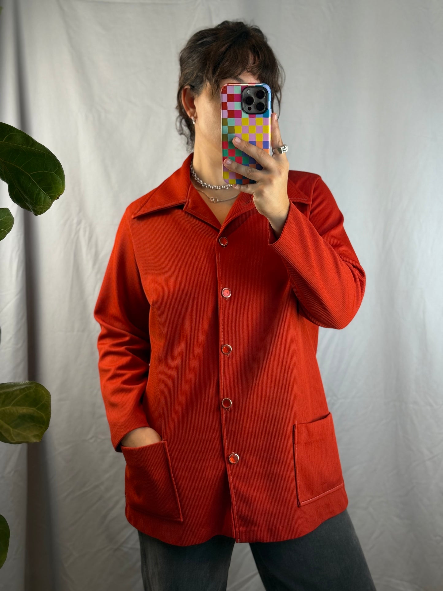 Handmade Rust Button-Up Shirt (1970's-1980's)