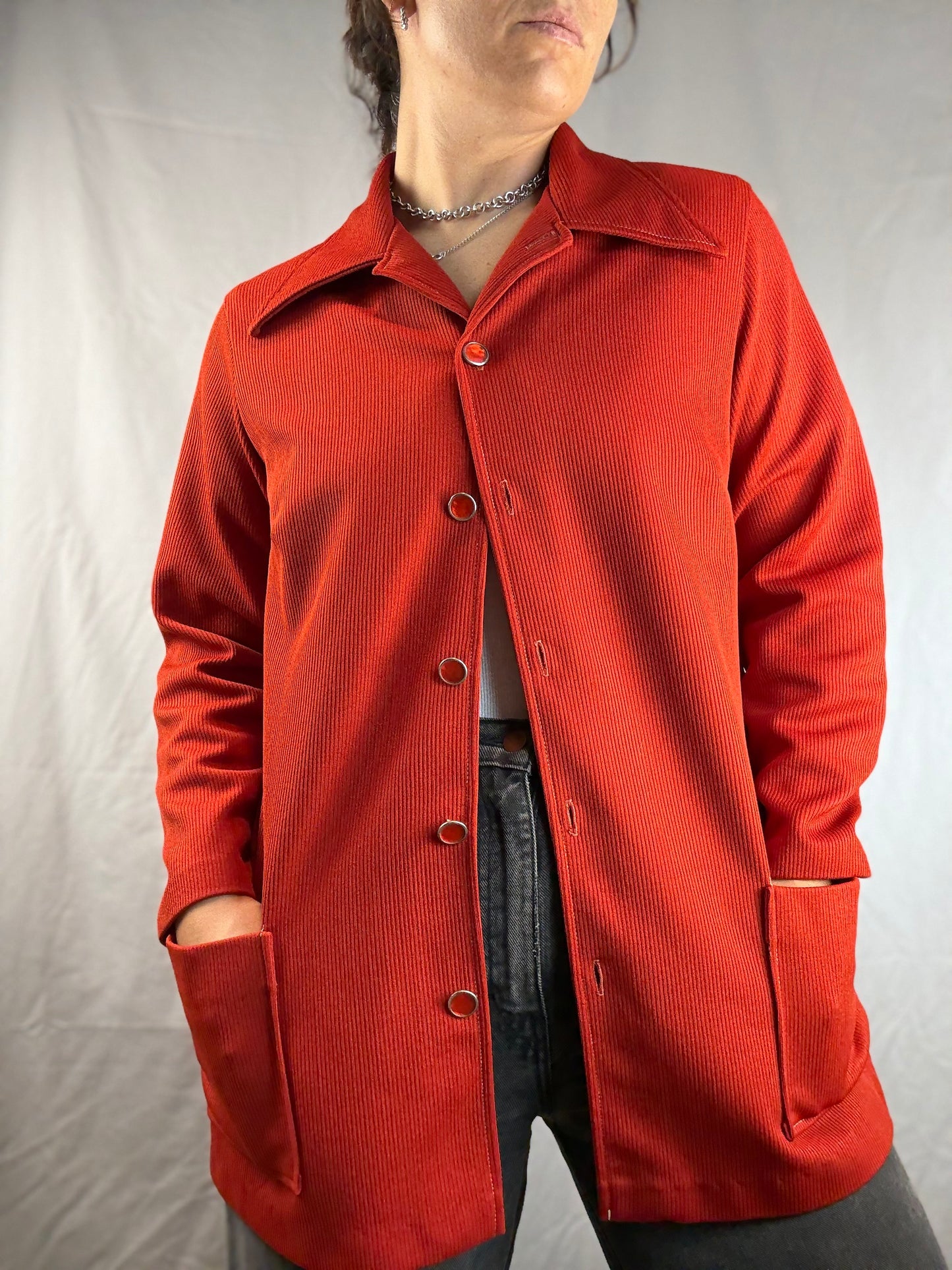 Handmade Rust Button-Up Shirt (1970's-1980's)