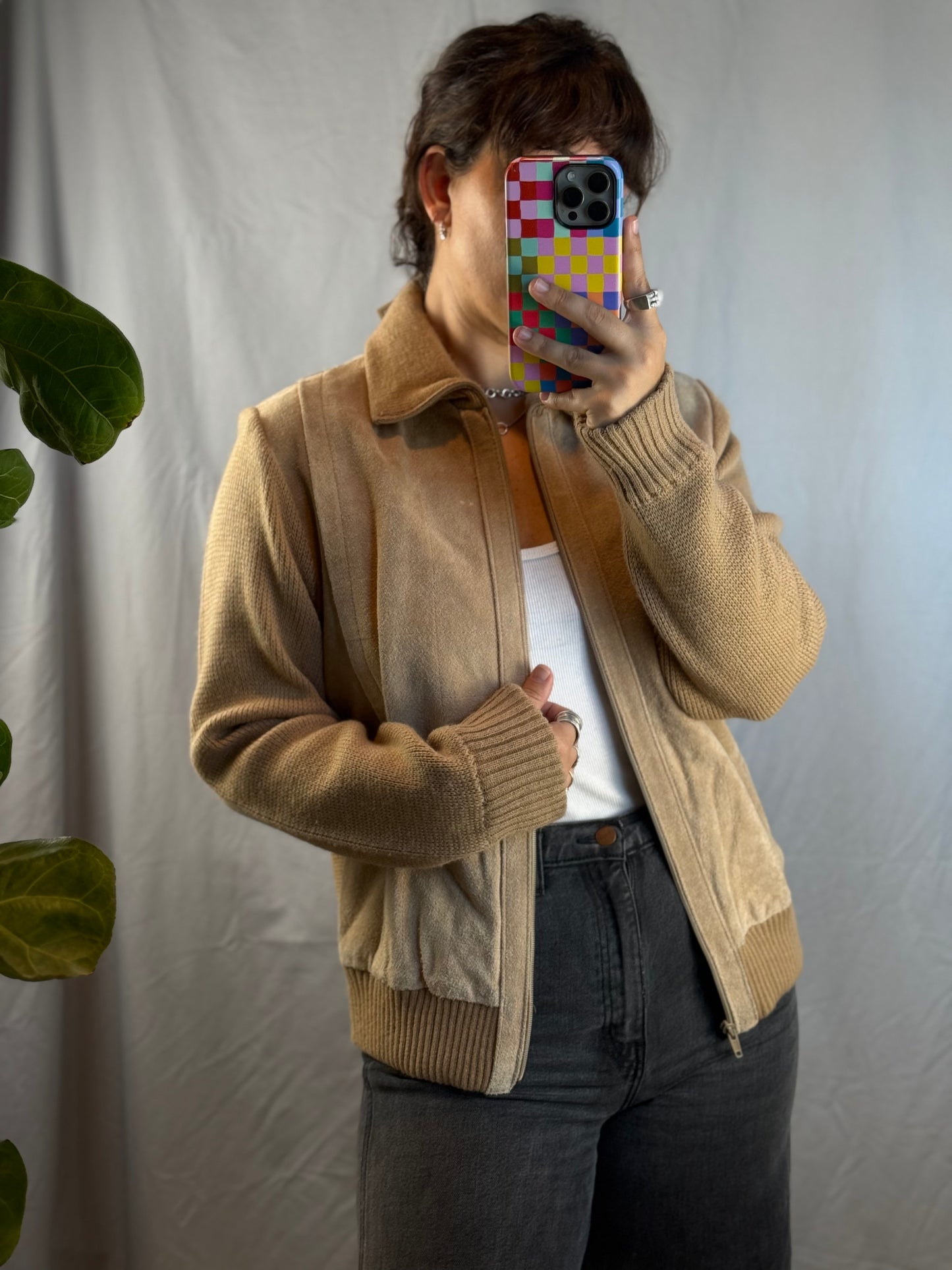 Mister Man Suede & Knit Zip-Up Jacket (1970's-1980's)