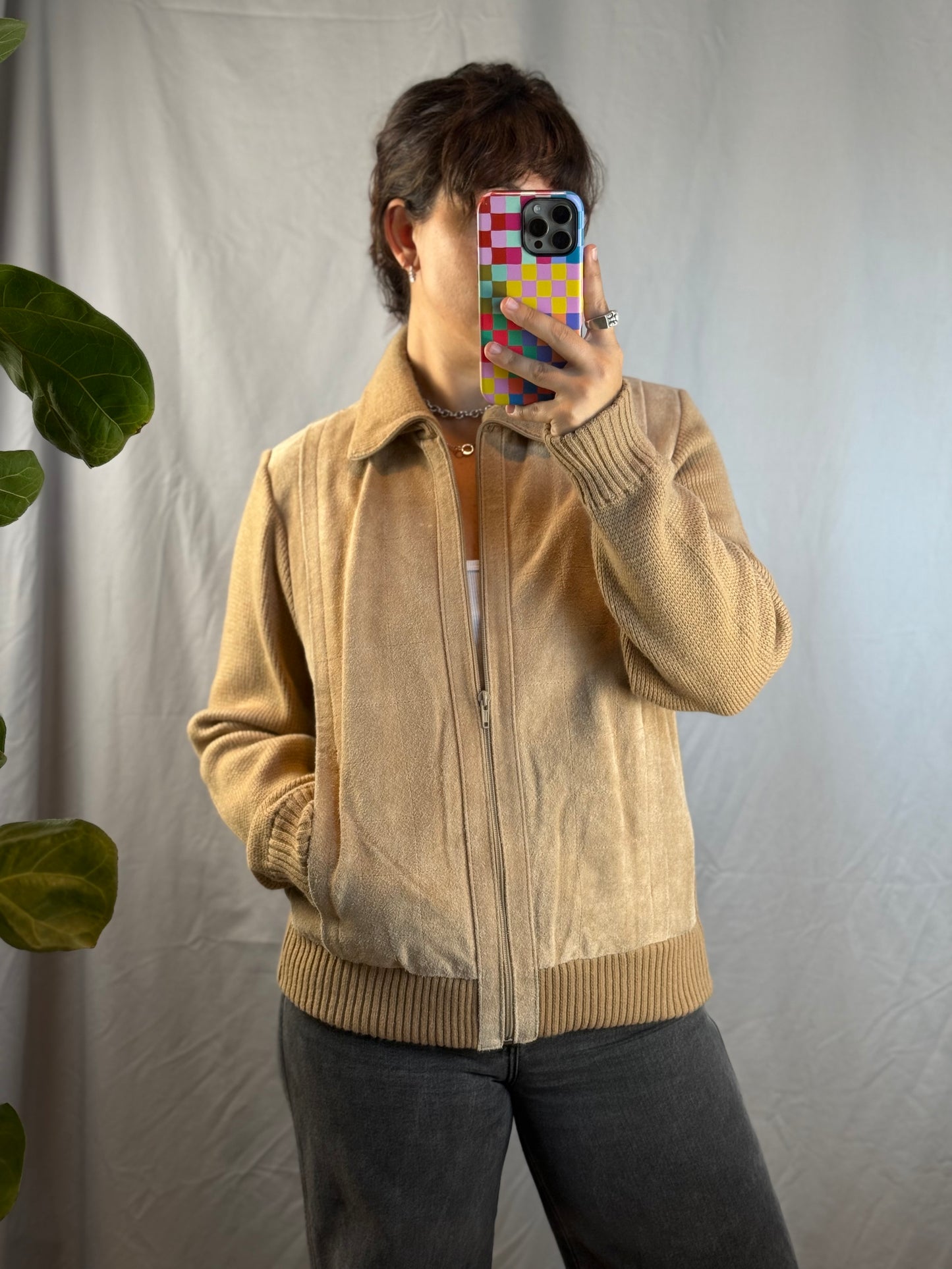 Mister Man Suede & Knit Zip-Up Jacket (1970's-1980's)