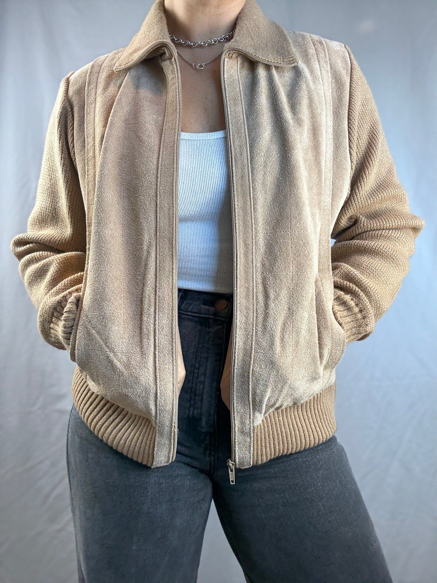 Mister Man Suede & Knit Zip-Up Jacket (1970's-1980's)