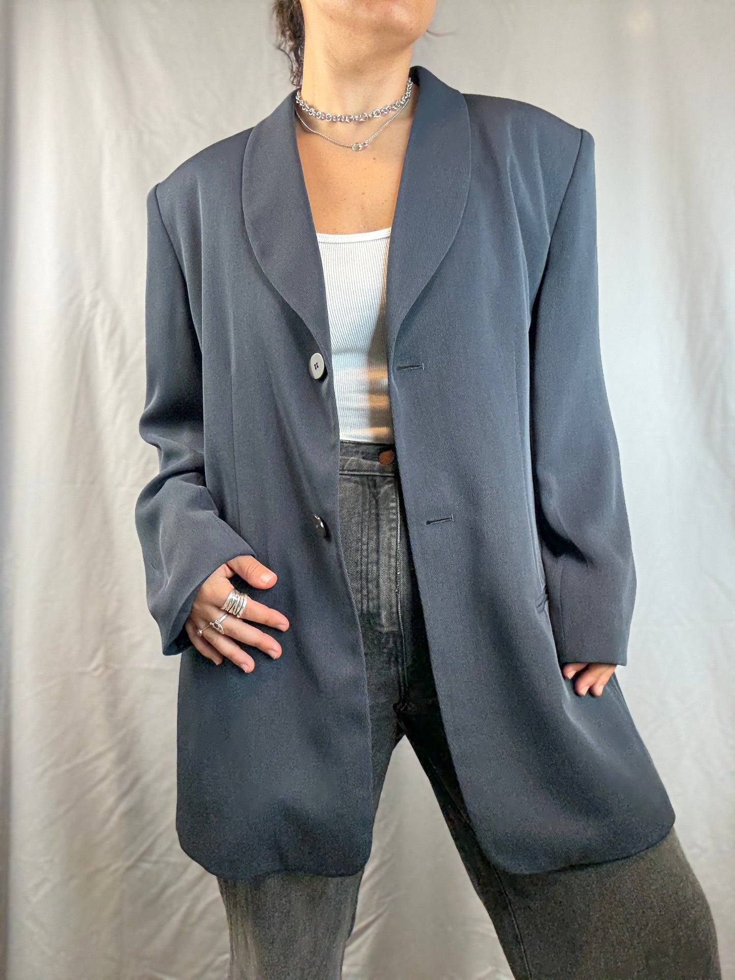 Rena Rowan for Saville Blue Steel Blazer (1990's)