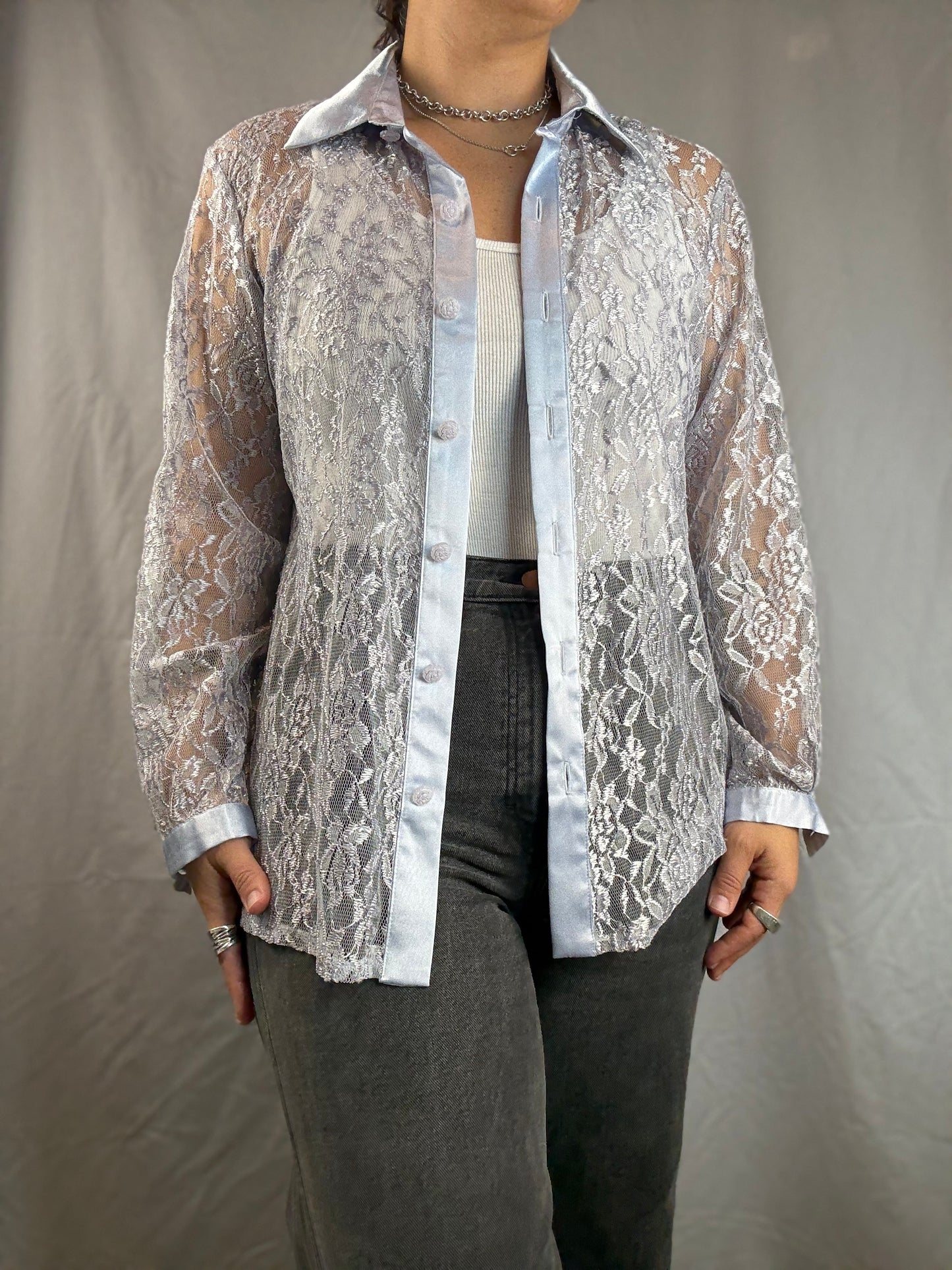 Shell Kepler Lace Button-Up Shirt (1990's)