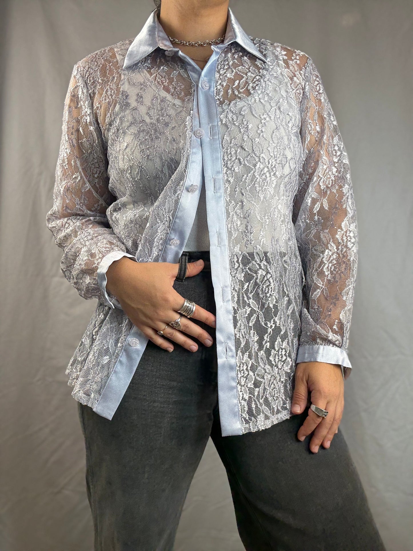 Shell Kepler Lace Button-Up Shirt (1990's)