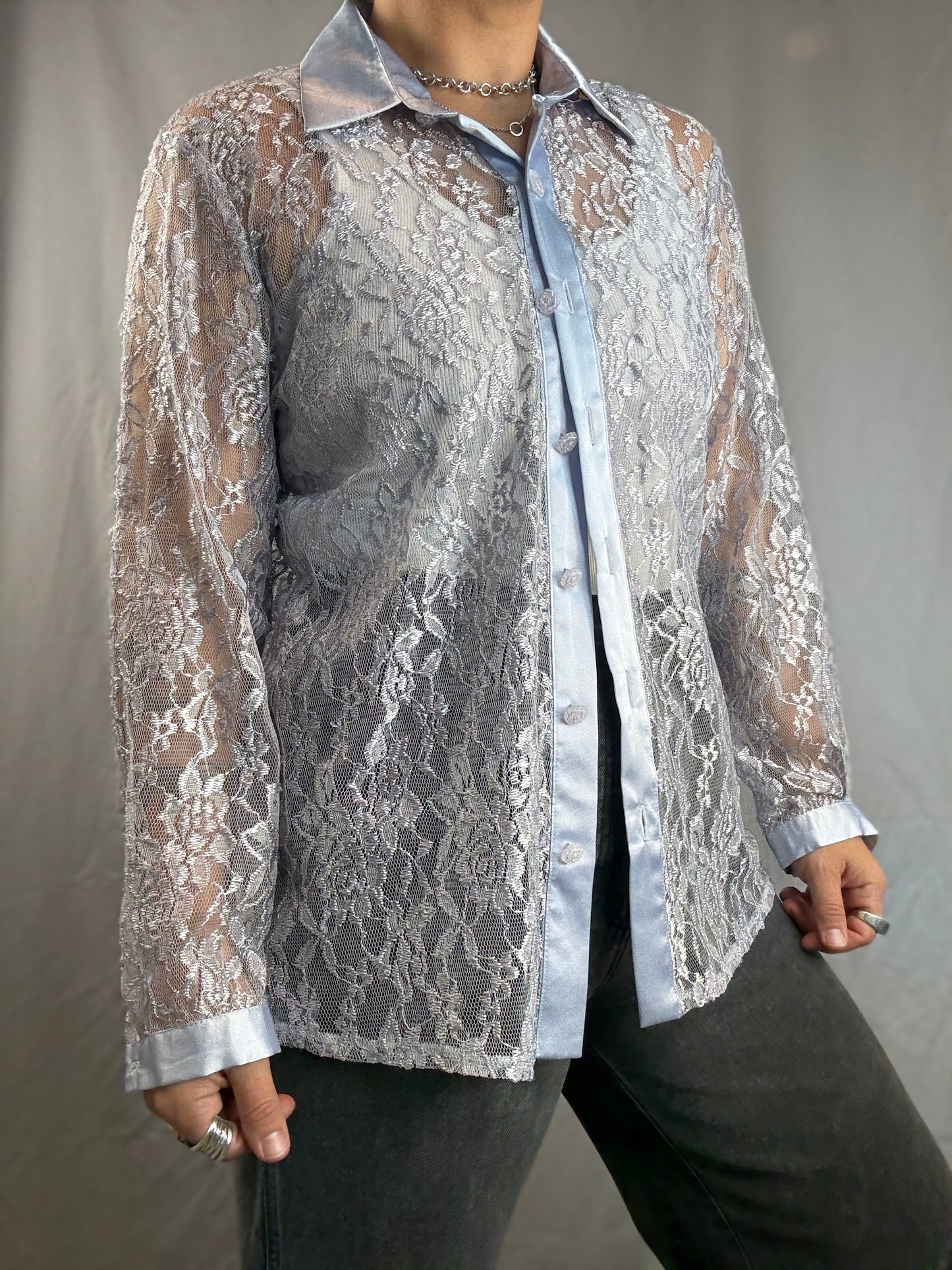 Shell Kepler Lace Button-Up Shirt (1990's)