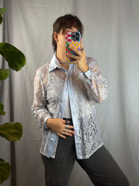 Shell Kepler Lace Button-Up Shirt (1990's)