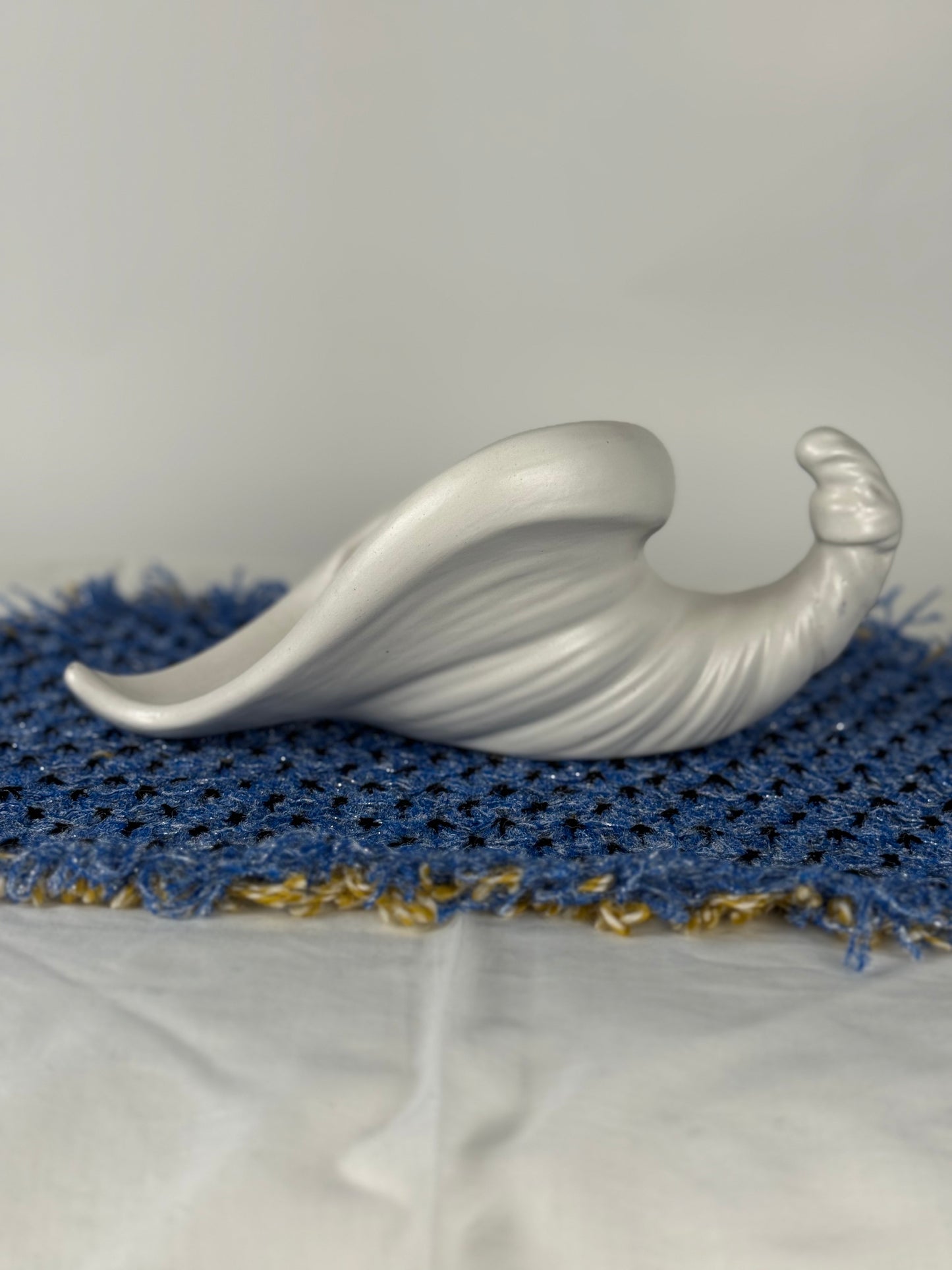 Handmade Matte Ceramic Cornucopia Vase / Planter (1950's-1970's)